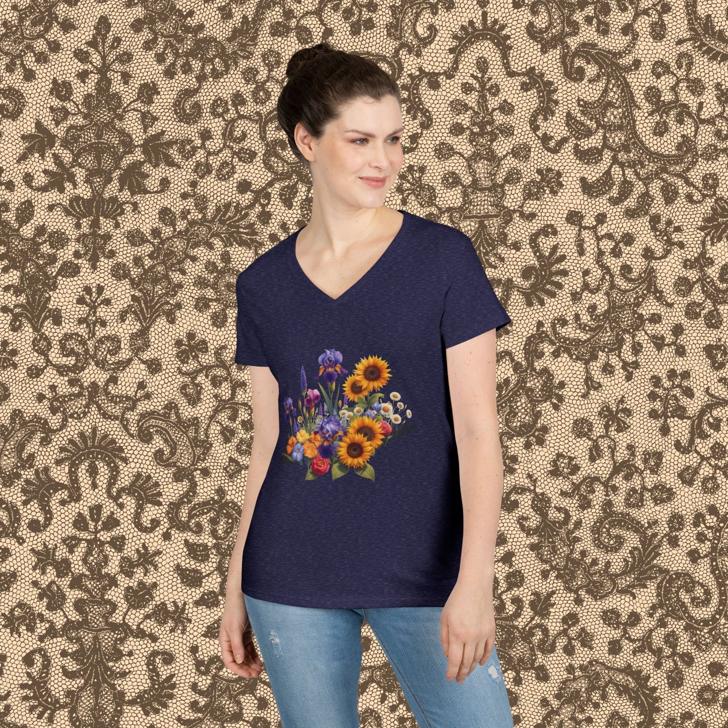 Tennessee Wildflowers State Outline Graphic Tee Gildan 5000L Women’s T-Shirt