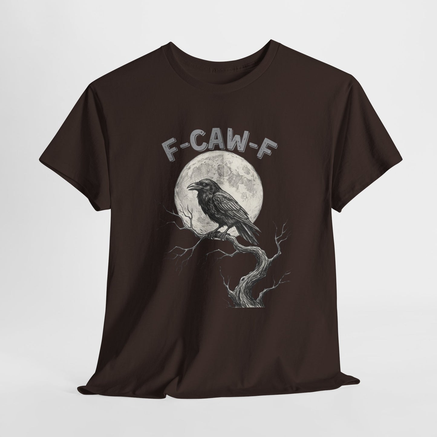 F-CAW-F Raven Moon T-Shirt | Gothic Crow Shirt | Spooky Halloween Tee | Raven Lover Gift | Full Moon Graphic Shirt | Dark Humor Top