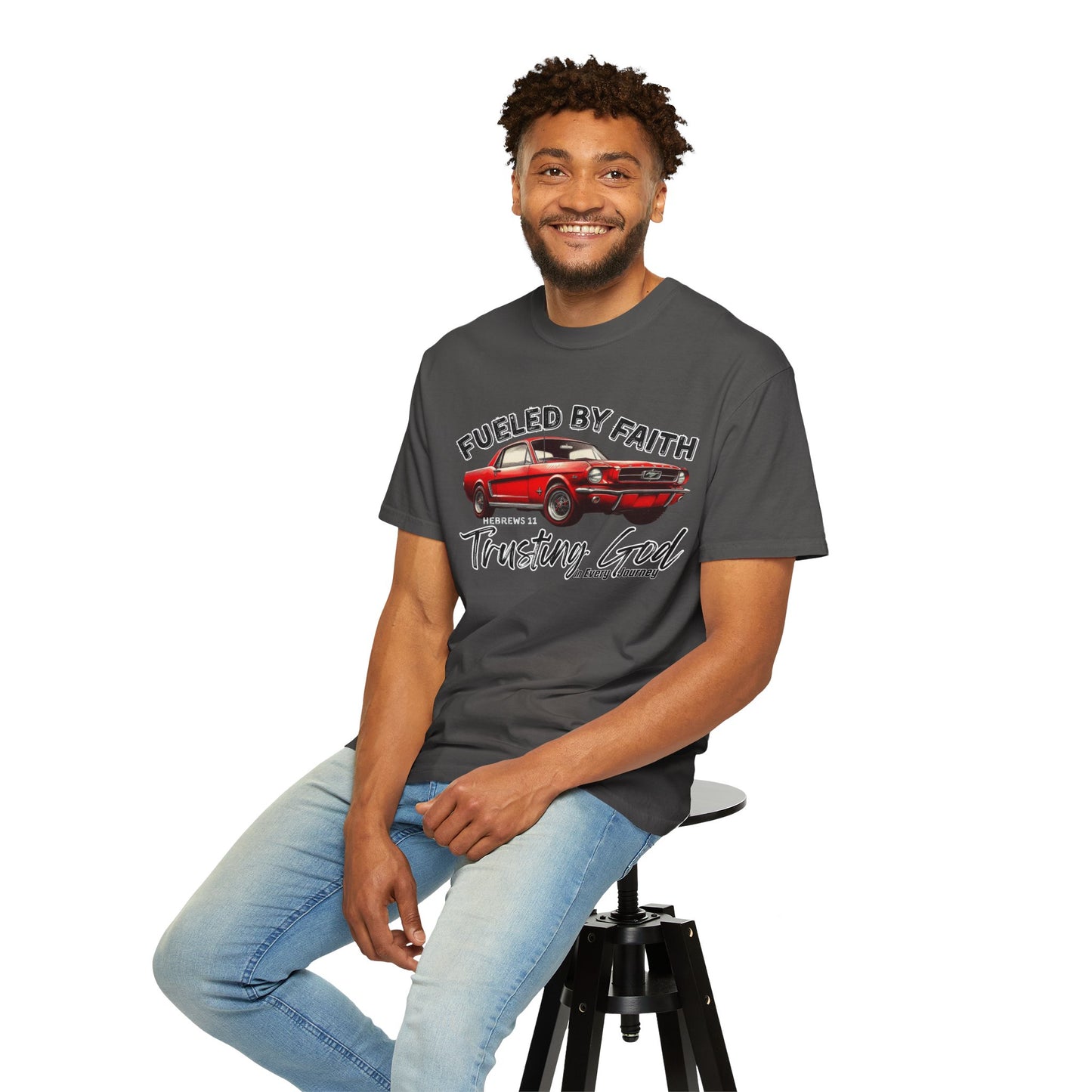 Fueled by Faith Mustang T-Shirt Trusting God | Hebrews 11 | Comfort Colors®