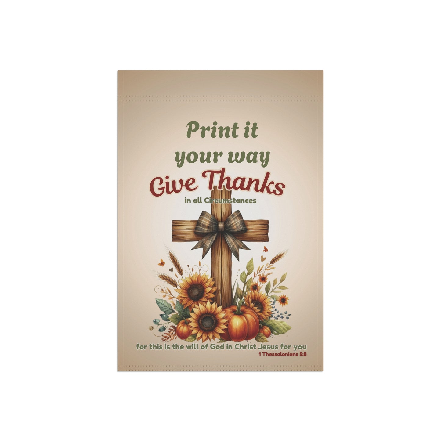 Personalized Give Thanks Garden Flag | Custom Christian Bible Verse Yard Flag | Rustic Pumpkin Sunflower Faith Decor | Autumn Porch Gift