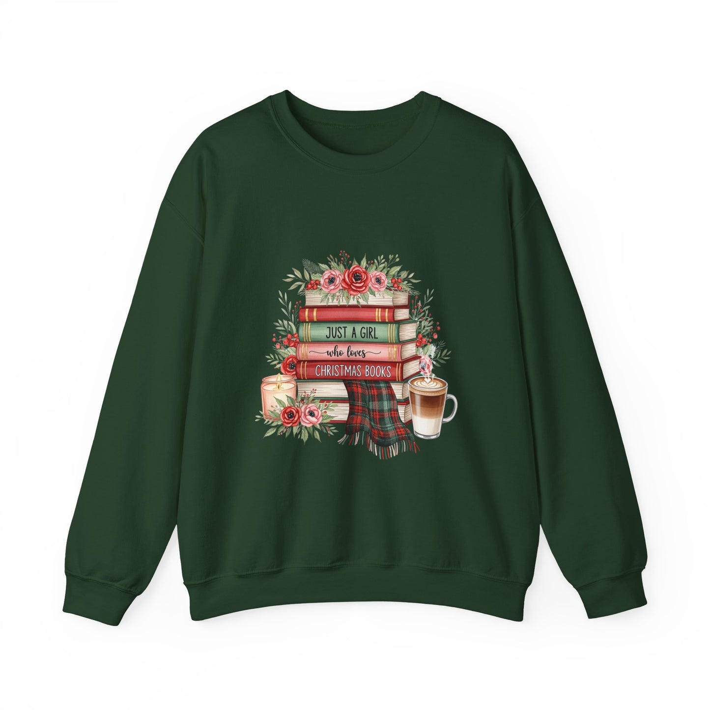 Just a Girl Who Loves Christmas Books Sweatshirt | Cozy Holiday Reading Gift | Book Lover Christmas Sweater | Gildan Unisex Crewneck