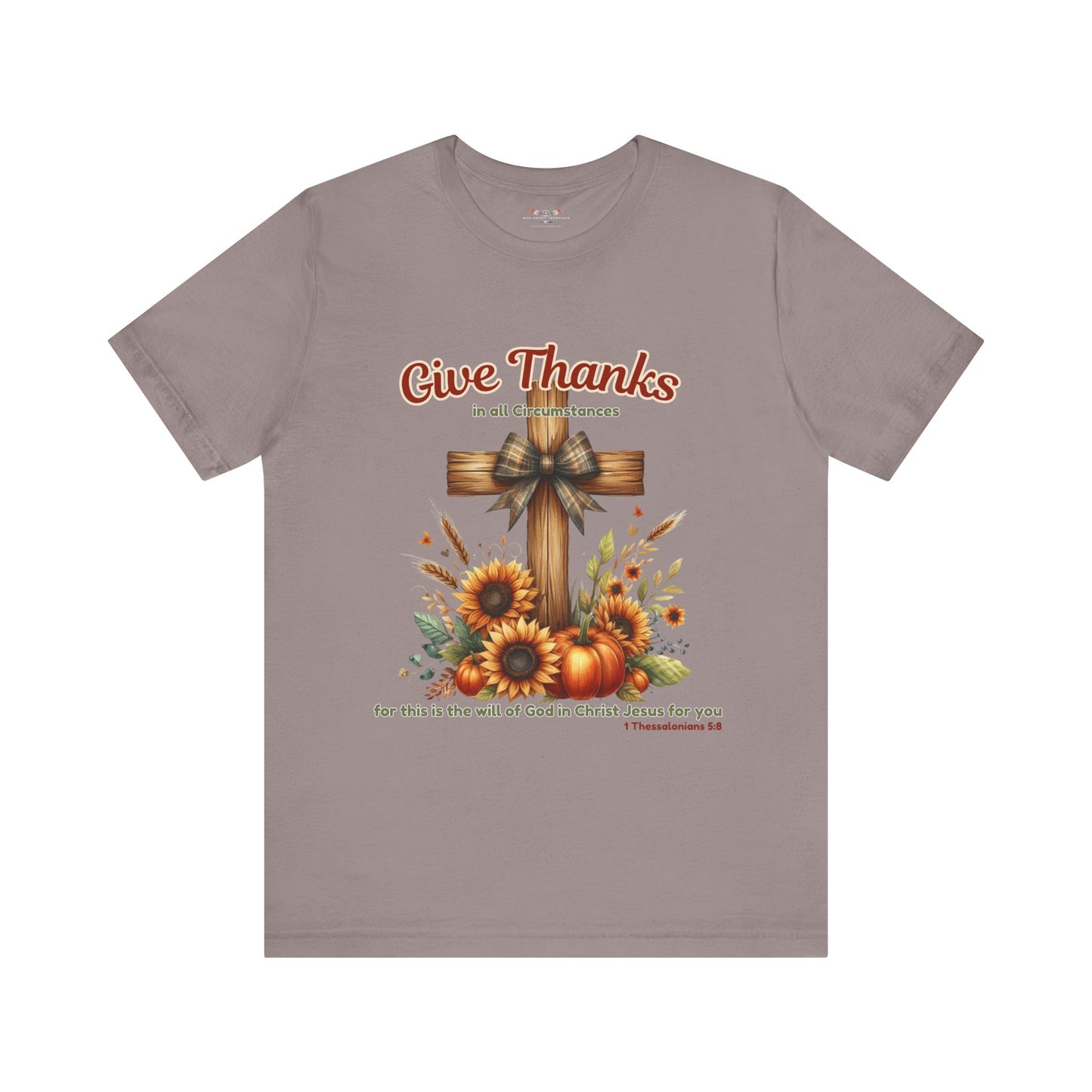 Bella + Canvas Christian Thanksgiving T-Shirt – Give Thanks Scripture Cross & Sunflowers