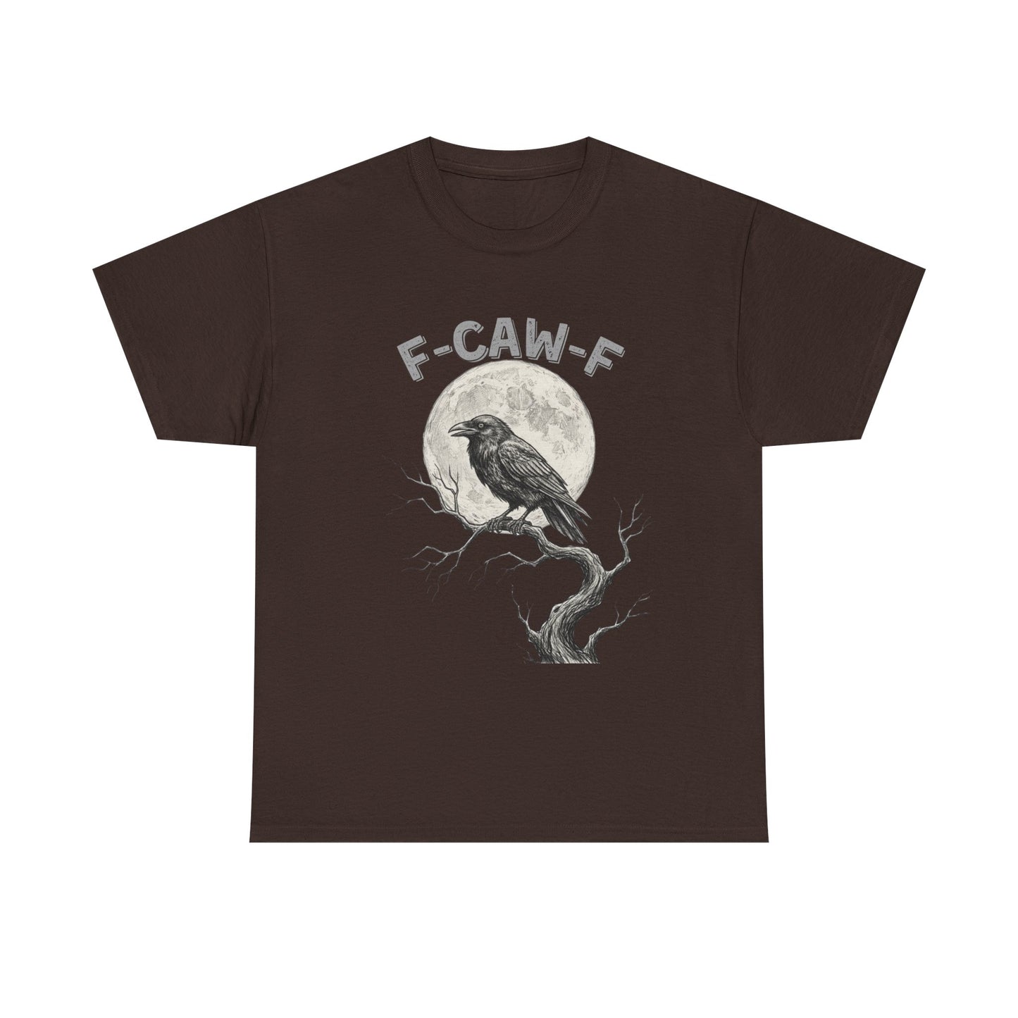 F-CAW-F Raven Moon T-Shirt | Gothic Crow Shirt | Spooky Halloween Tee | Raven Lover Gift | Full Moon Graphic Shirt | Dark Humor Top