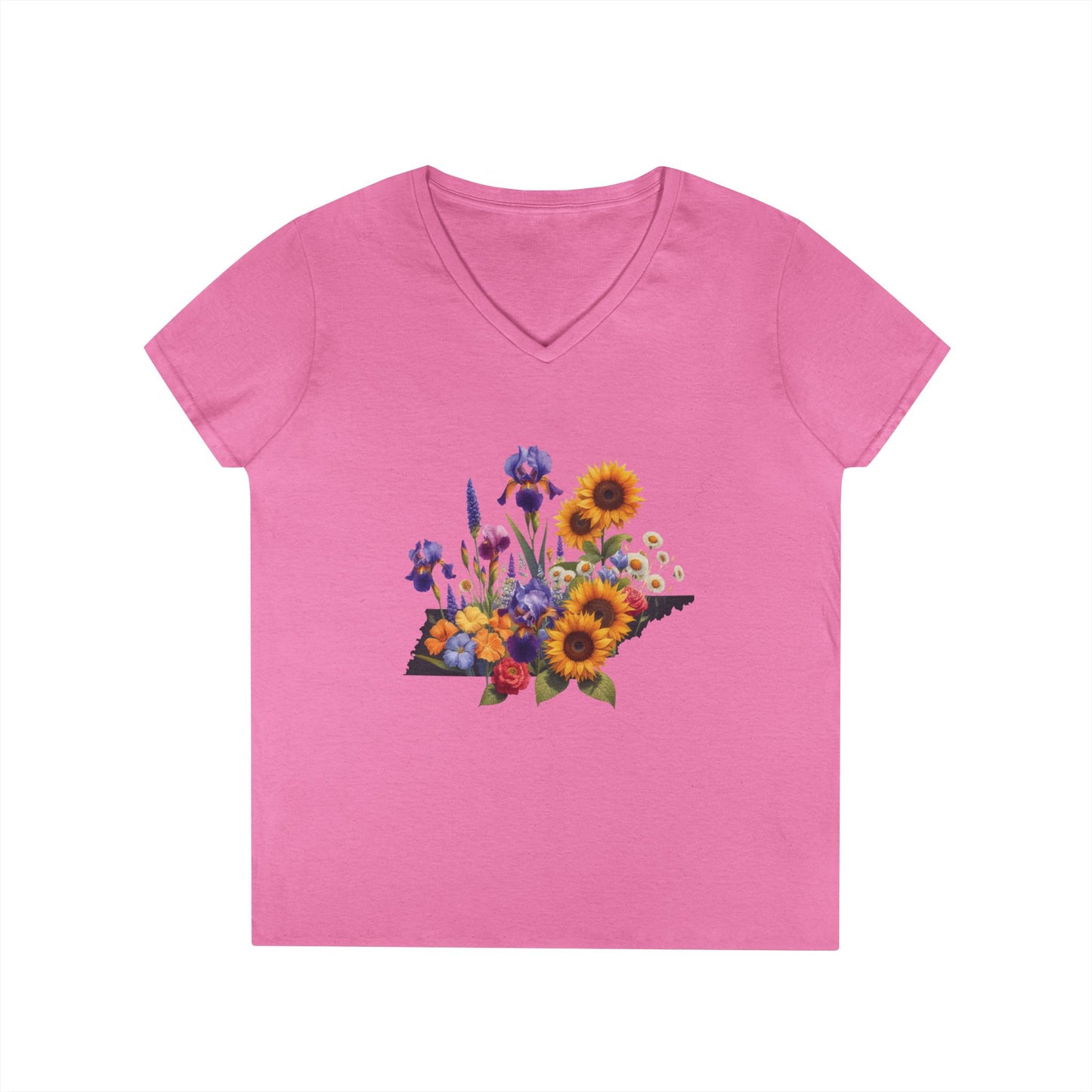 Tennessee Wildflowers State Outline Graphic Tee Gildan 5000L Women’s T-Shirt
