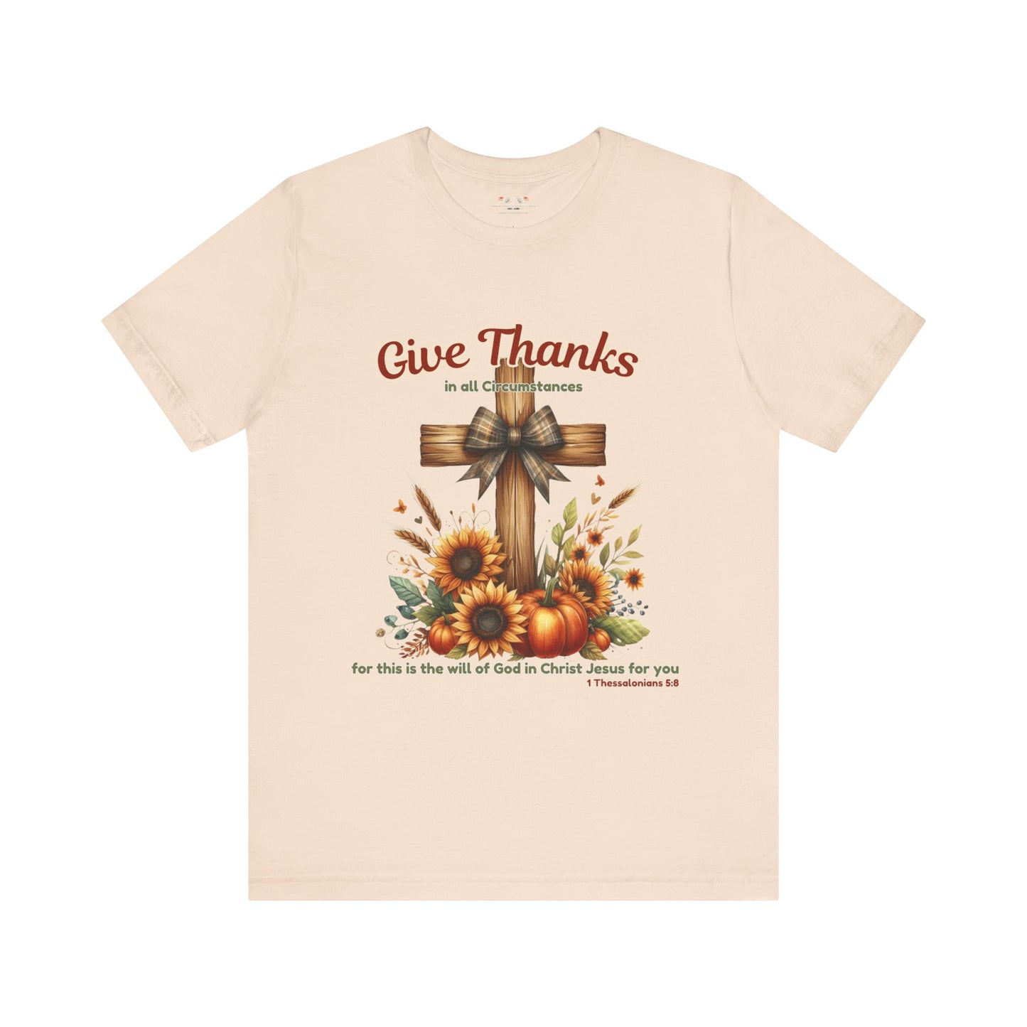 Bella + Canvas Christian Thanksgiving T-Shirt – Give Thanks Scripture Cross & Sunflowers