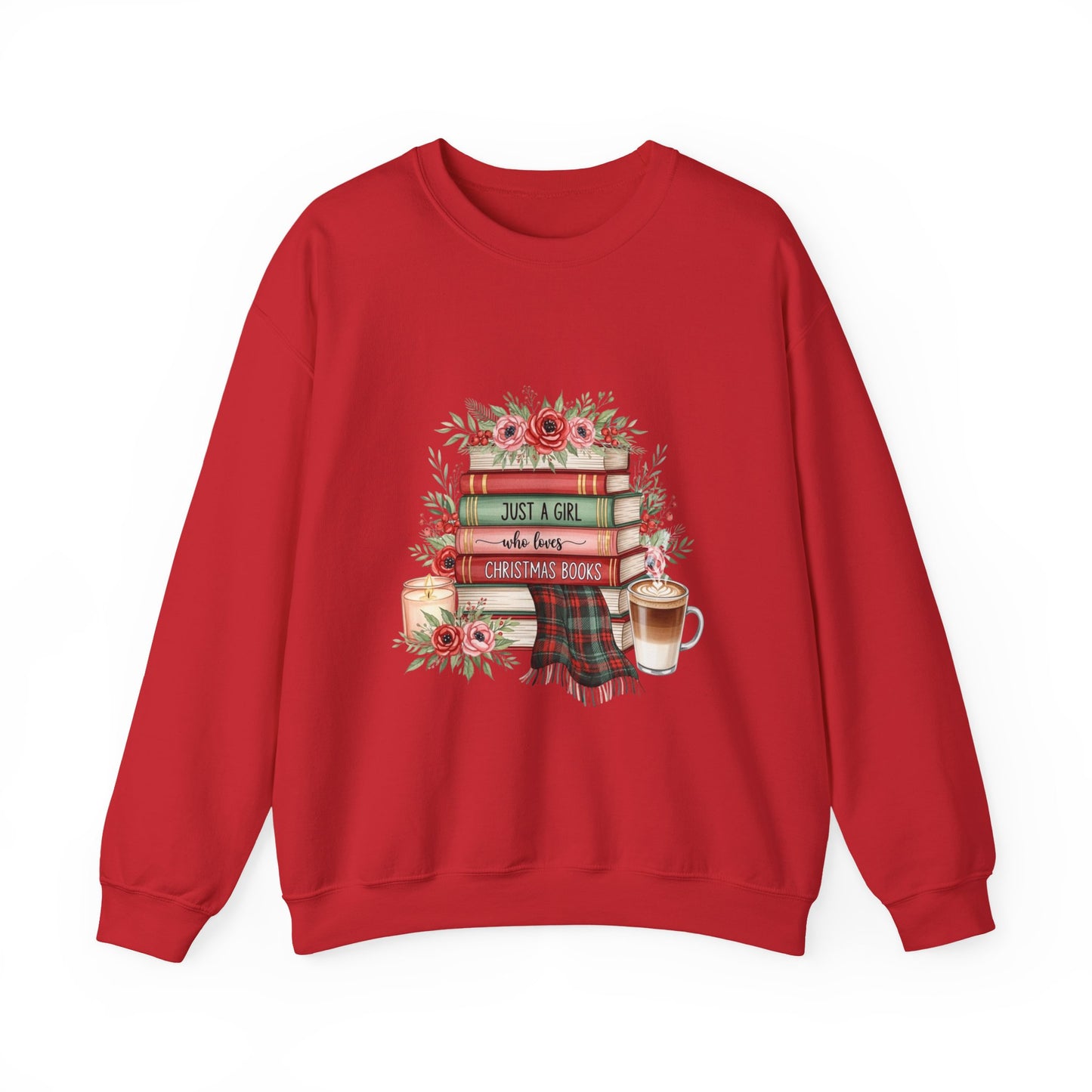 Just a Girl Who Loves Christmas Books Sweatshirt | Cozy Holiday Reading Gift | Book Lover Christmas Sweater | Gildan Unisex Crewneck