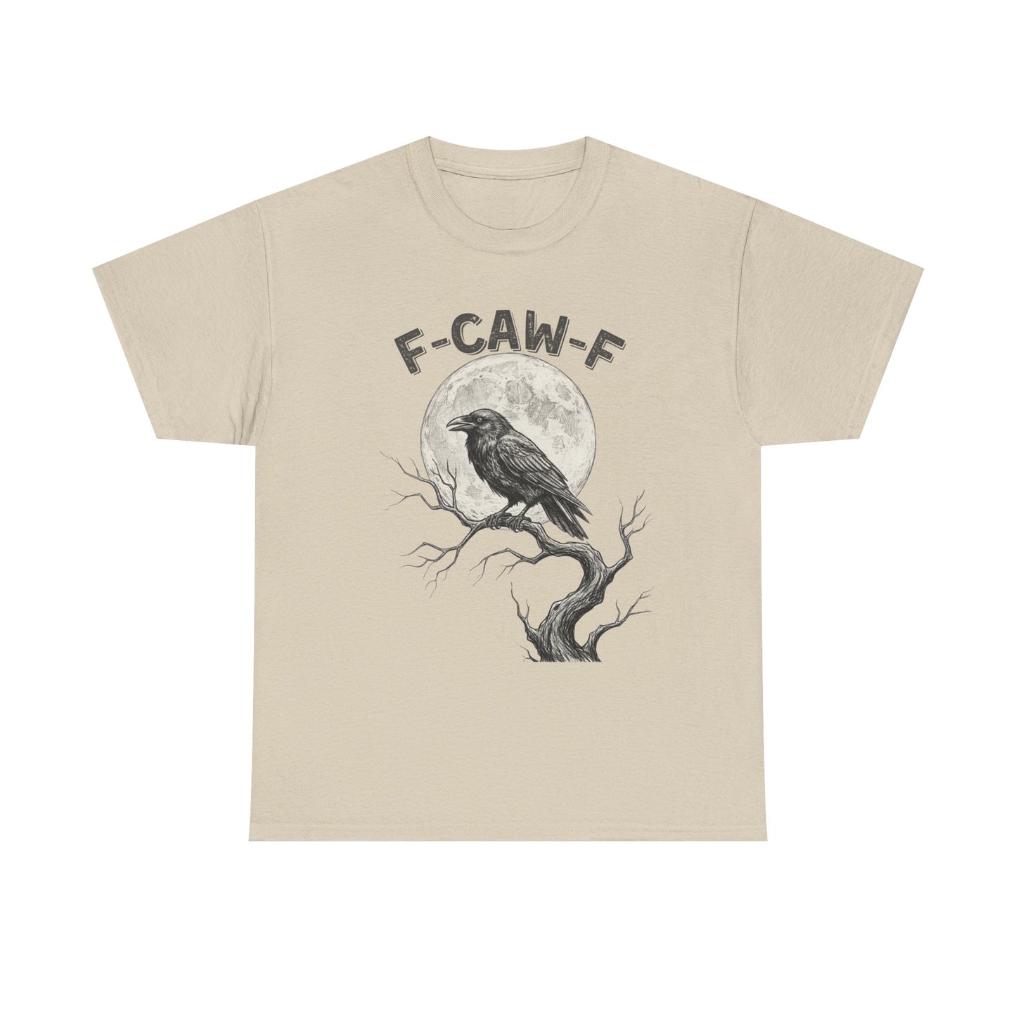 F-CAW-F Raven Moon T-Shirt | Gothic Crow Shirt | Spooky Halloween Tee | Raven Lover Gift | Full Moon Graphic Shirt | Dark Humor Top