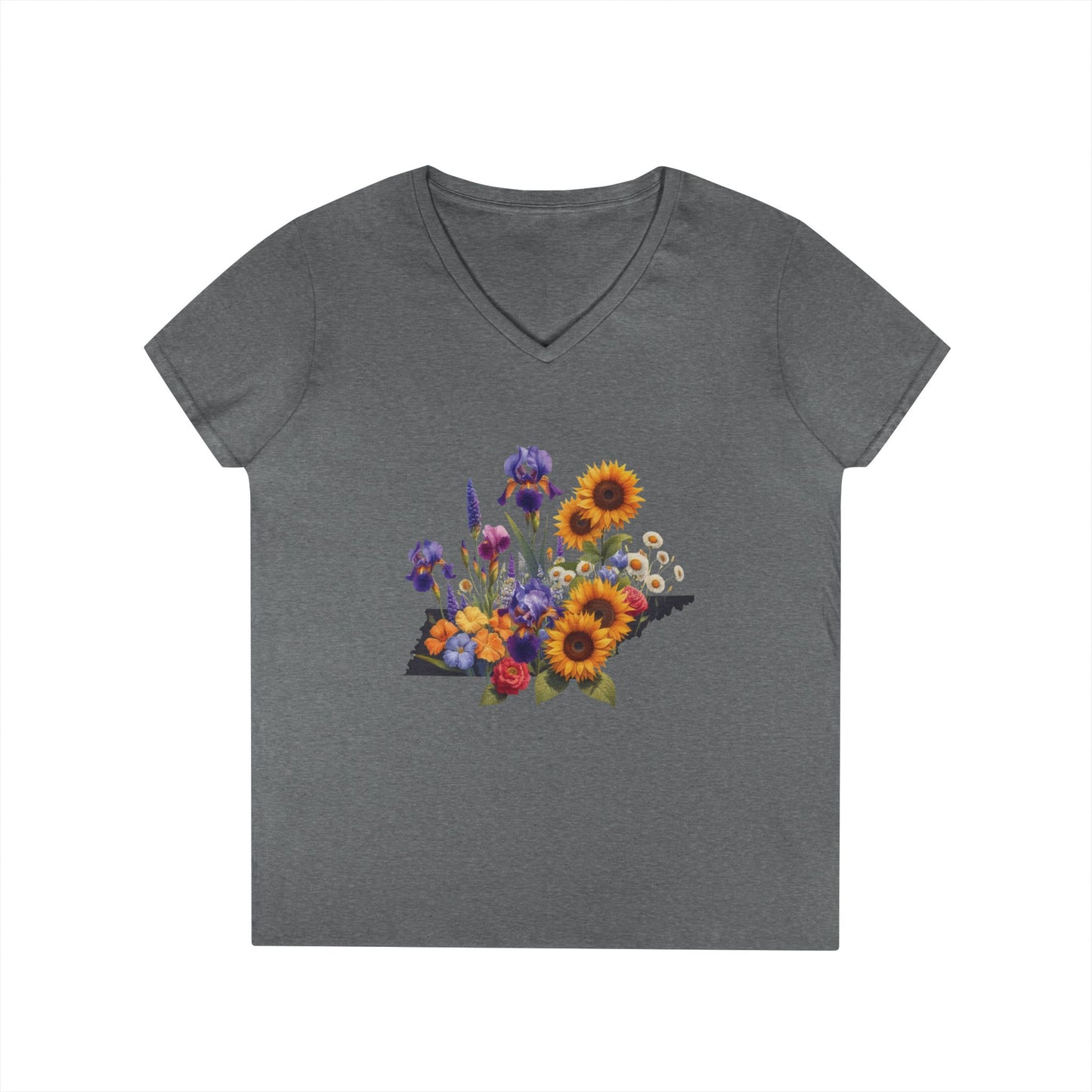 Tennessee Wildflowers State Outline Graphic Tee Gildan 5000L Women’s T-Shirt