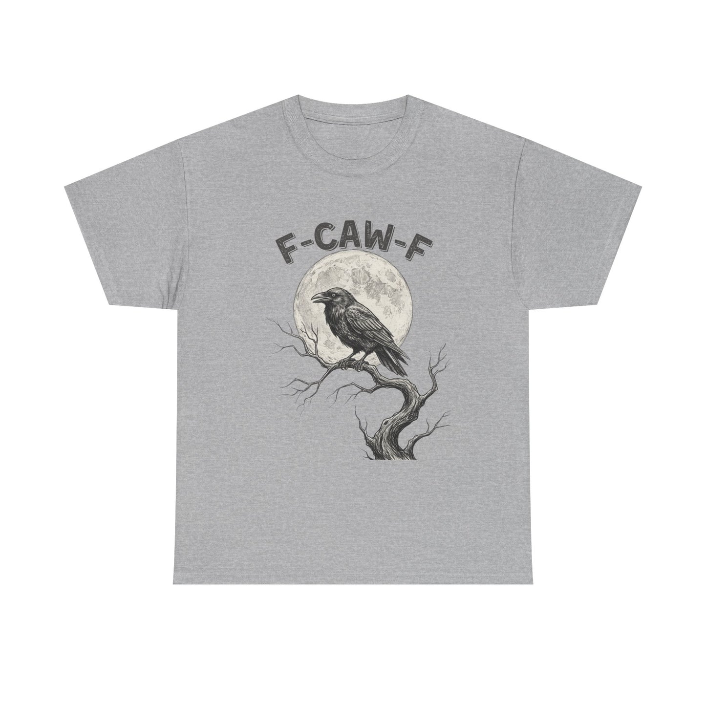 F-CAW-F Raven Moon T-Shirt | Gothic Crow Shirt | Spooky Halloween Tee | Raven Lover Gift | Full Moon Graphic Shirt | Dark Humor Top