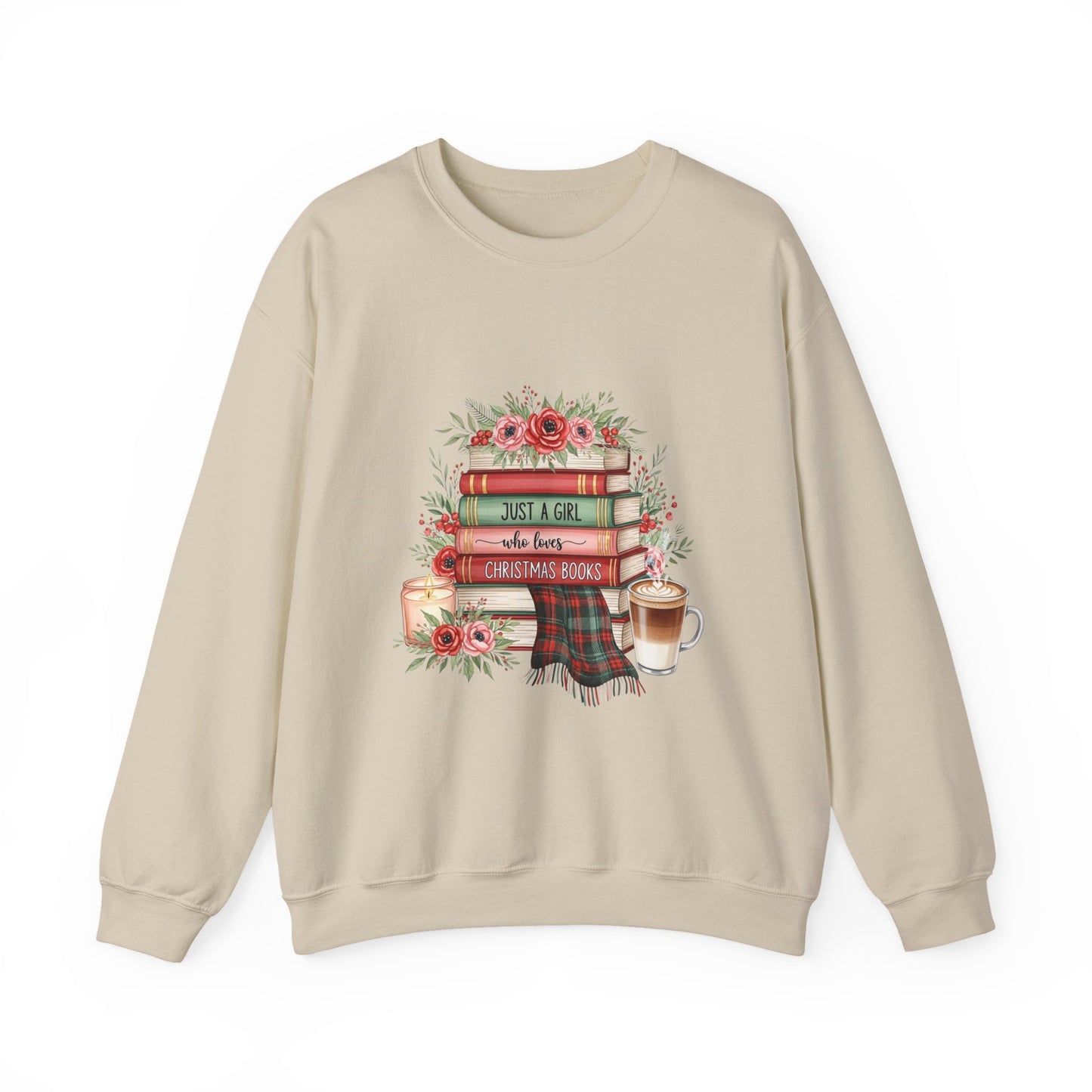 Just a Girl Who Loves Christmas Books Sweatshirt | Cozy Holiday Reading Gift | Book Lover Christmas Sweater | Gildan Unisex Crewneck