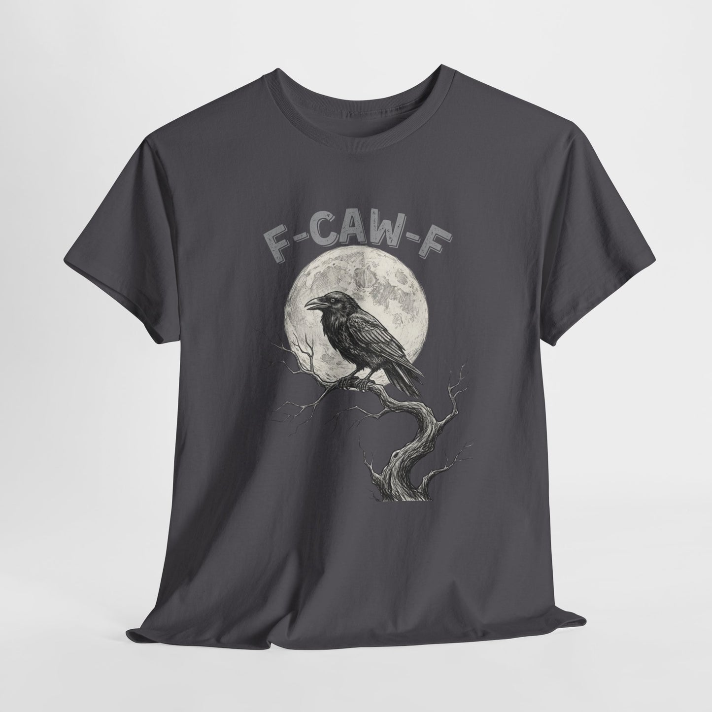 F-CAW-F Raven Moon T-Shirt | Gothic Crow Shirt | Spooky Halloween Tee | Raven Lover Gift | Full Moon Graphic Shirt | Dark Humor Top
