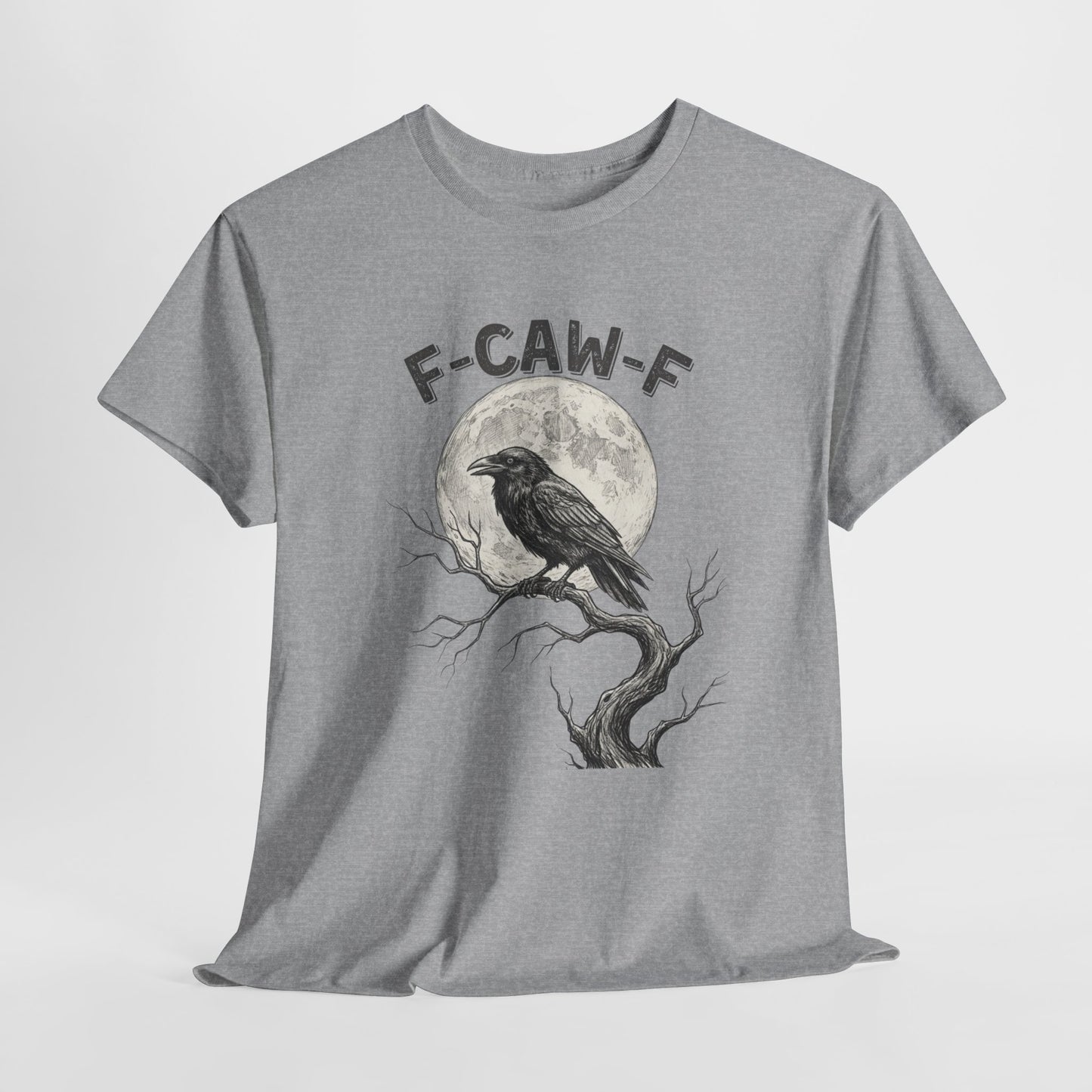 F-CAW-F Raven Moon T-Shirt | Gothic Crow Shirt | Spooky Halloween Tee | Raven Lover Gift | Full Moon Graphic Shirt | Dark Humor Top