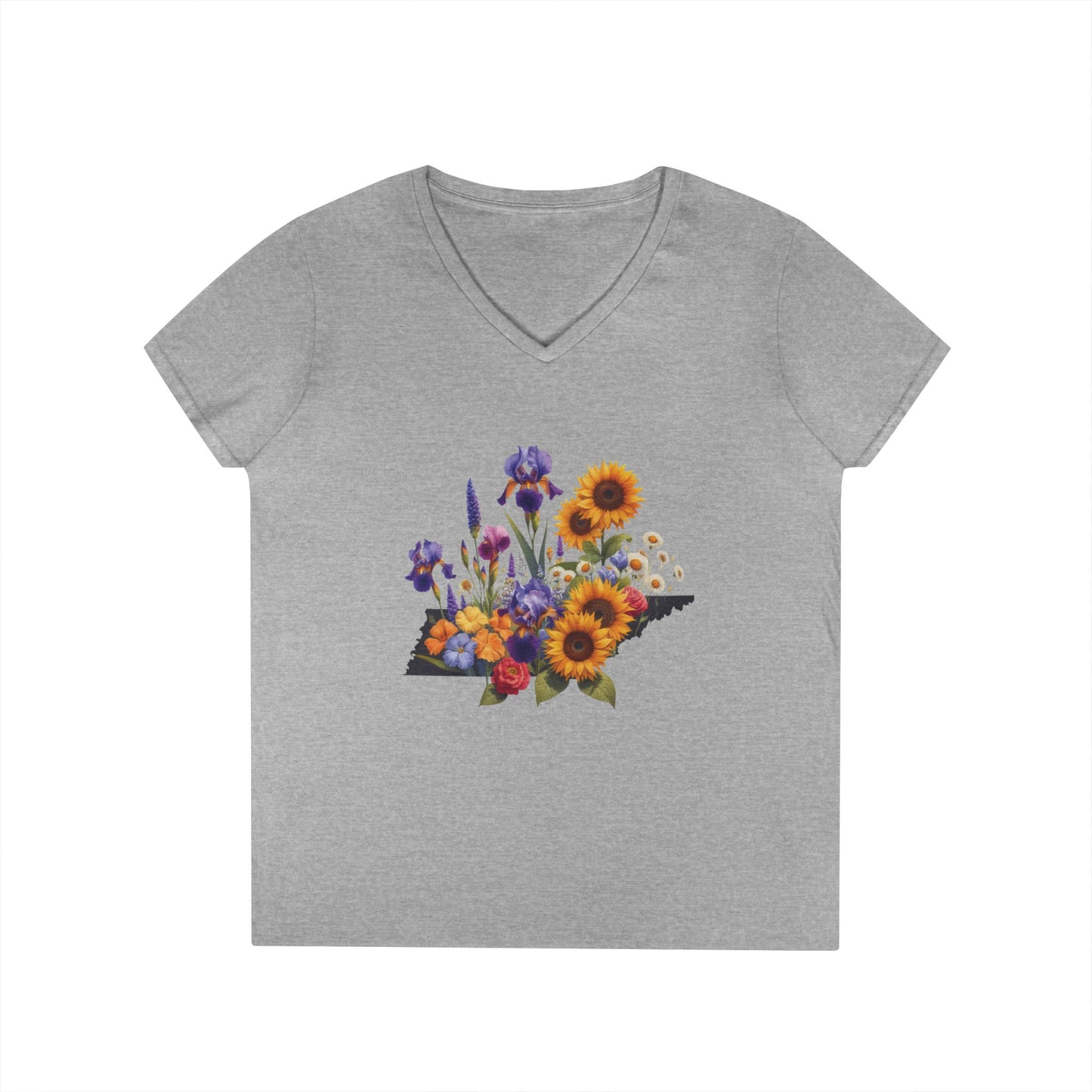 Tennessee Wildflowers State Outline Graphic Tee Gildan 5000L Women’s T-Shirt
