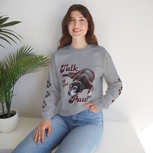 Talk to the Paw Sweatshirt | Funny Dog Lover Hoodie with Paw Print Sleeves