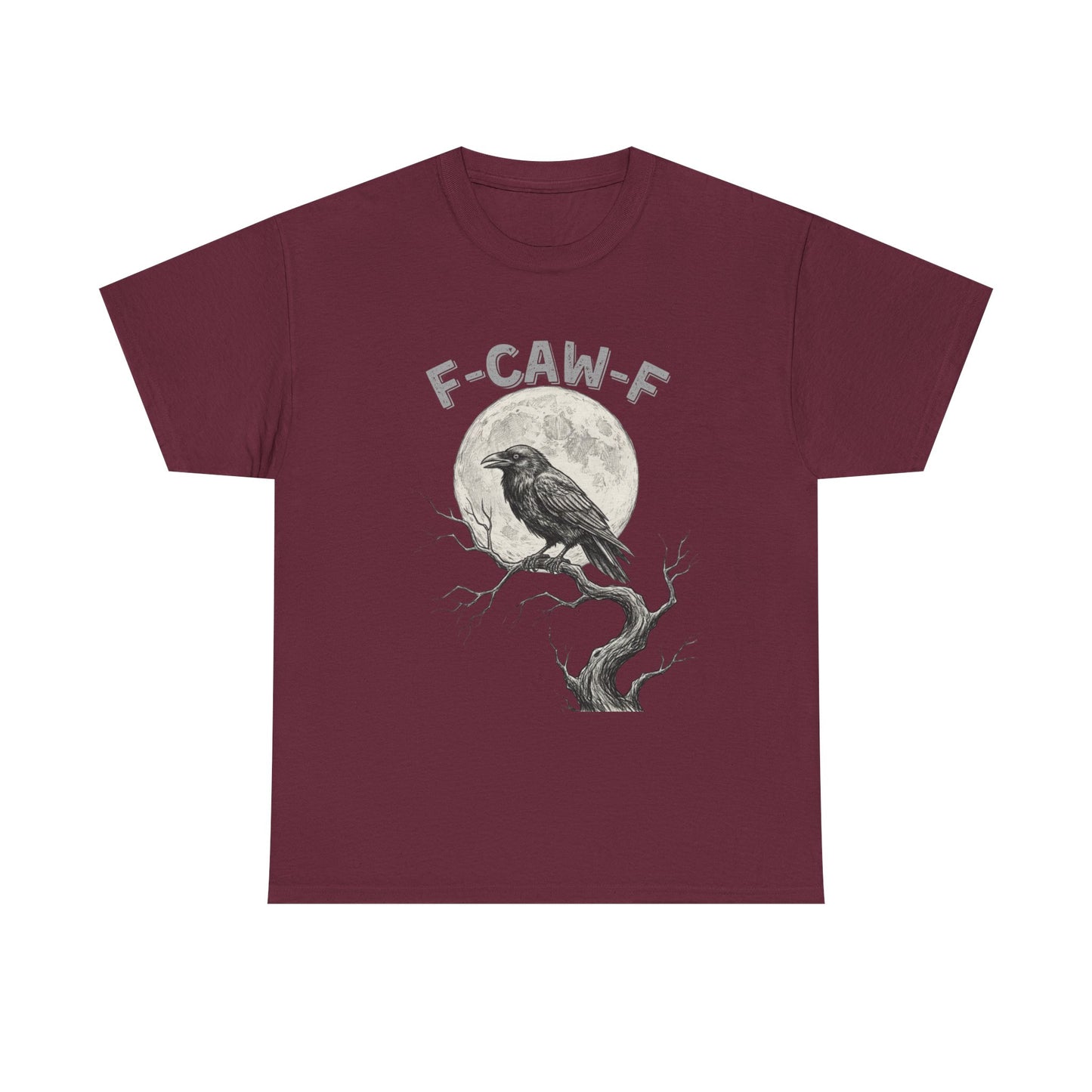 F-CAW-F Raven Moon T-Shirt | Gothic Crow Shirt | Spooky Halloween Tee | Raven Lover Gift | Full Moon Graphic Shirt | Dark Humor Top