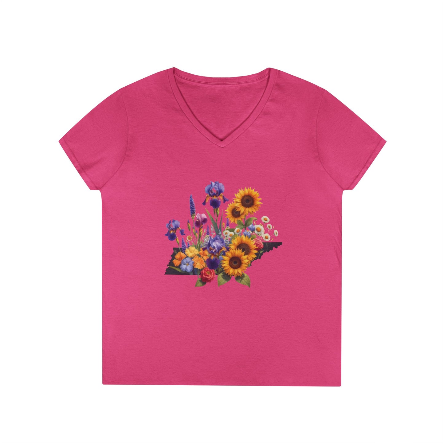 Tennessee Wildflowers State Outline Graphic Tee Gildan 5000L Women’s T-Shirt