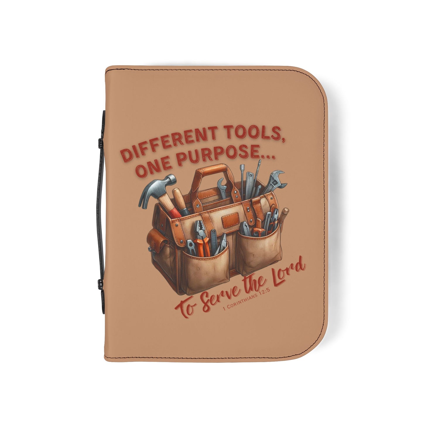 Christian Bible Cover – “Equipped by God” & “Different Tools, One Purpose” Scripture Case (1 Corinthians 12:5)