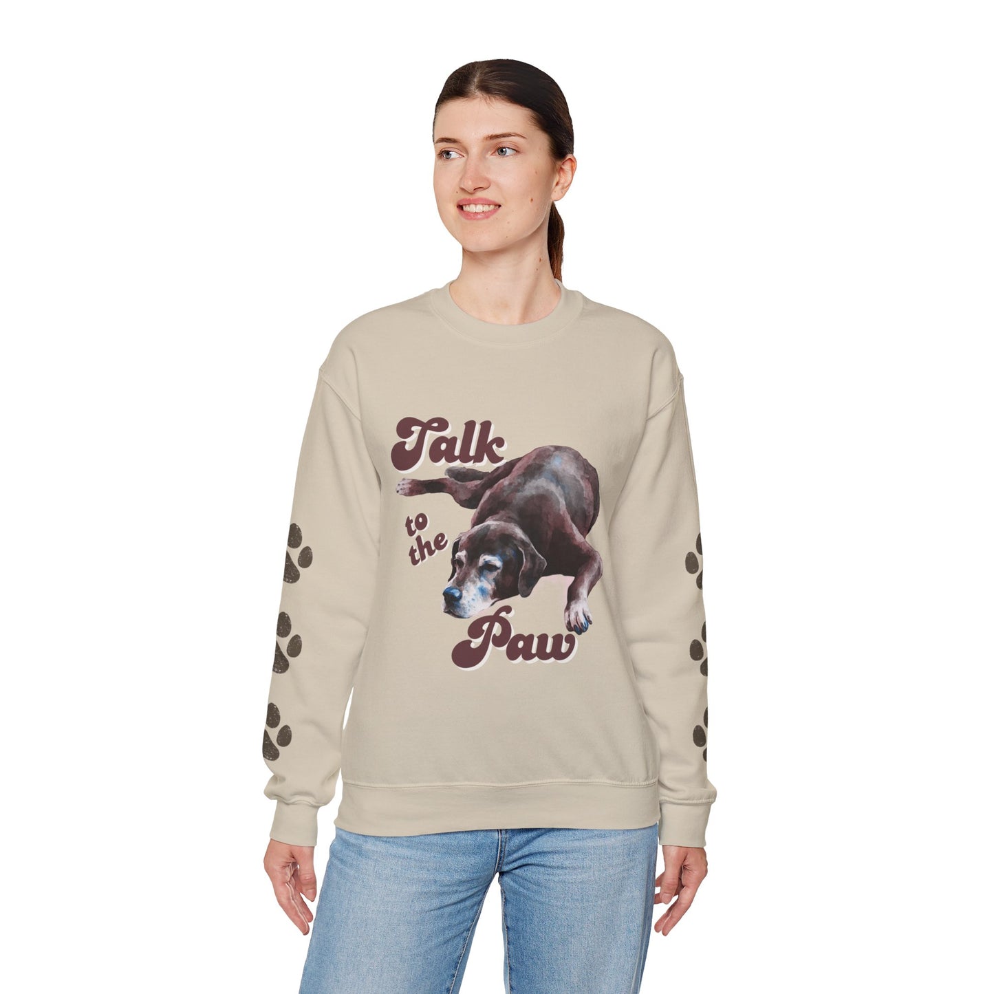Talk to the Paw Sweatshirt | Funny Dog Lover Hoodie with Paw Print Sleeves