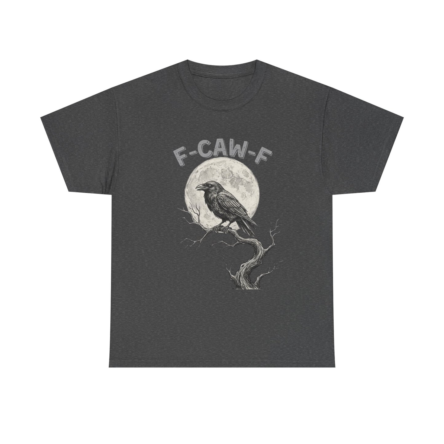 F-CAW-F Raven Moon T-Shirt | Gothic Crow Shirt | Spooky Halloween Tee | Raven Lover Gift | Full Moon Graphic Shirt | Dark Humor Top