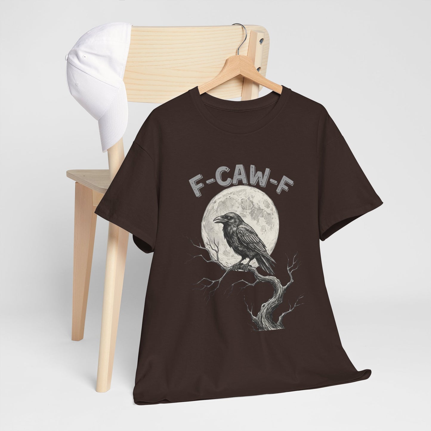 F-CAW-F Raven Moon T-Shirt | Gothic Crow Shirt | Spooky Halloween Tee | Raven Lover Gift | Full Moon Graphic Shirt | Dark Humor Top