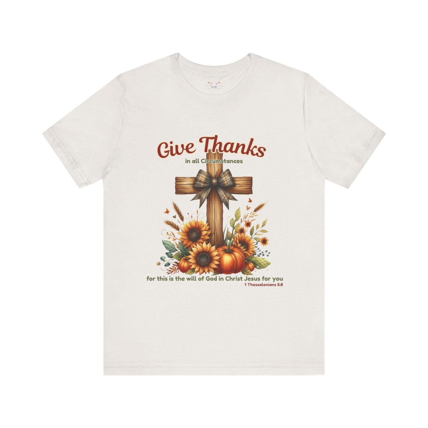 Bella + Canvas Christian Thanksgiving T-Shirt – Give Thanks Scripture Cross & Sunflowers
