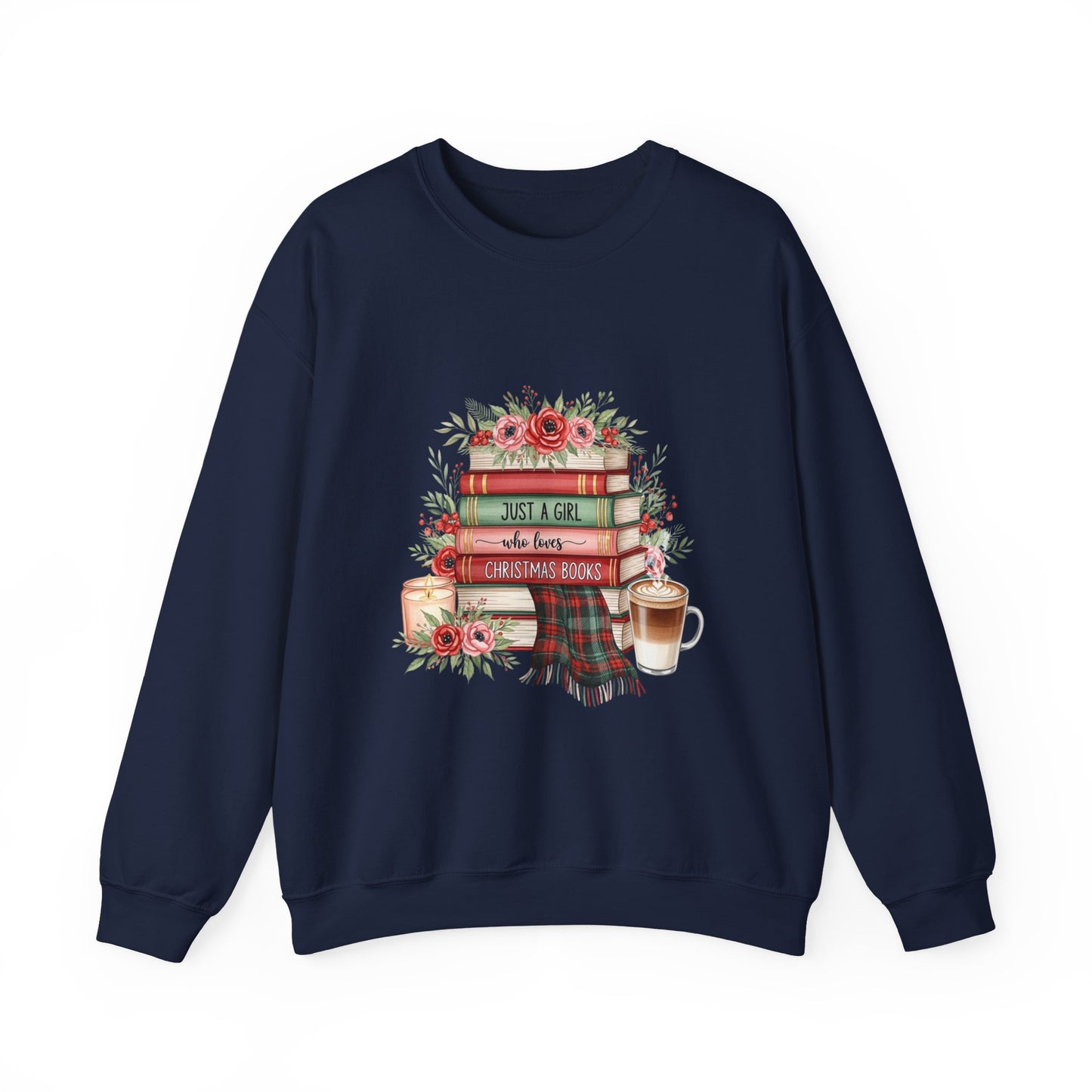 Just a Girl Who Loves Christmas Books Sweatshirt | Cozy Holiday Reading Gift | Book Lover Christmas Sweater | Gildan Unisex Crewneck