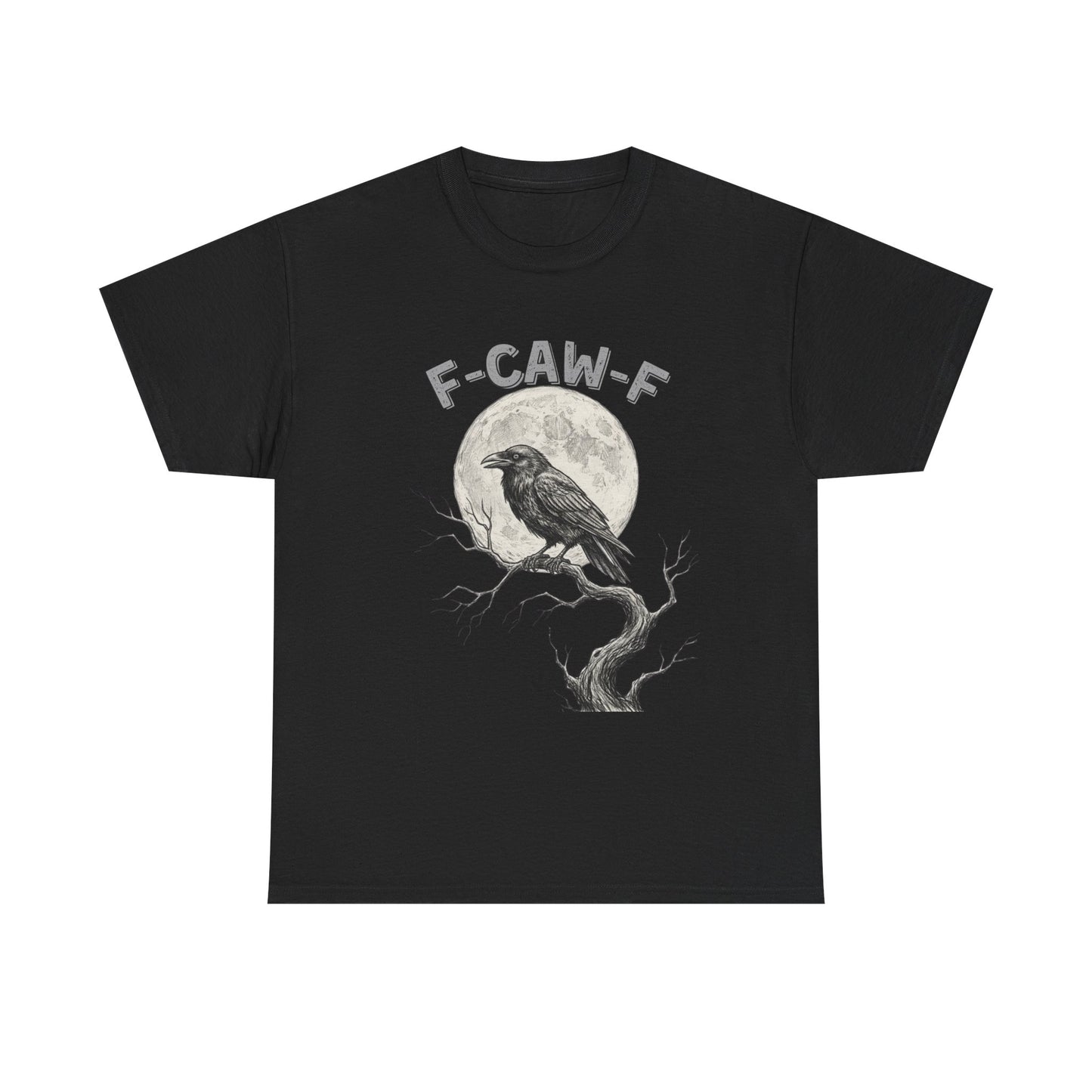 F-CAW-F Raven Moon T-Shirt | Gothic Crow Shirt | Spooky Halloween Tee | Raven Lover Gift | Full Moon Graphic Shirt | Dark Humor Top