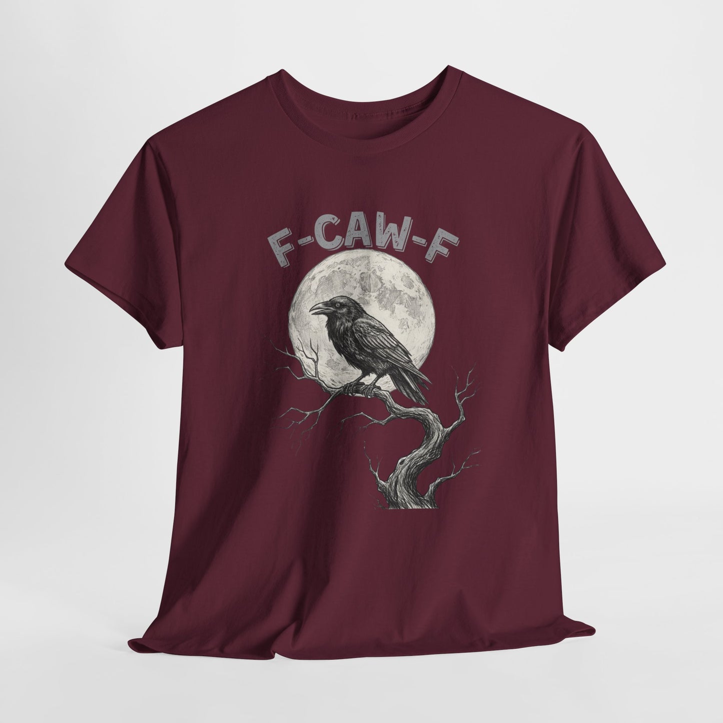 F-CAW-F Raven Moon T-Shirt | Gothic Crow Shirt | Spooky Halloween Tee | Raven Lover Gift | Full Moon Graphic Shirt | Dark Humor Top