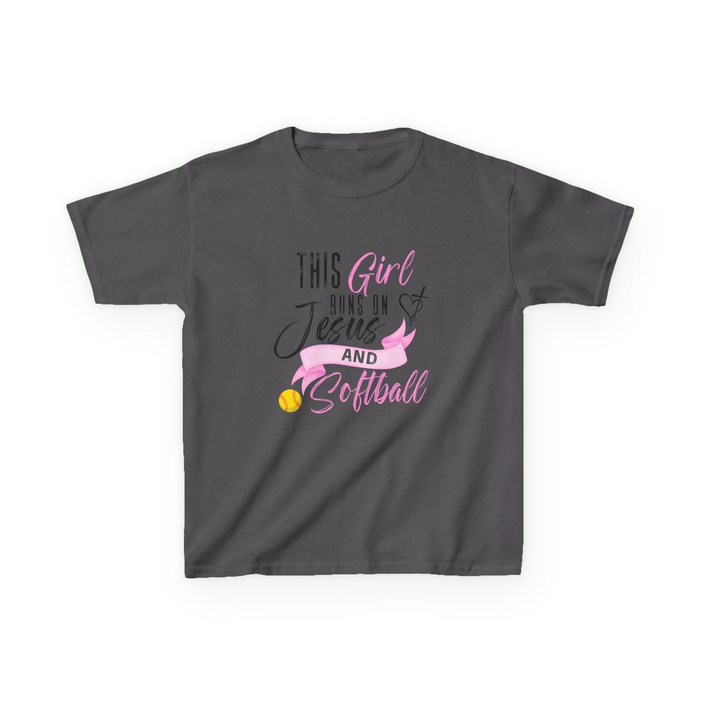 This Girl Runs on Jesus and Softball - Personalized Christian Softball Tee for Girls