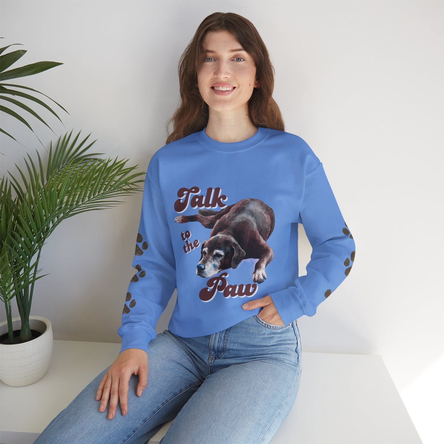 Talk to the Paw Sweatshirt | Funny Dog Lover Hoodie with Paw Print Sleeves