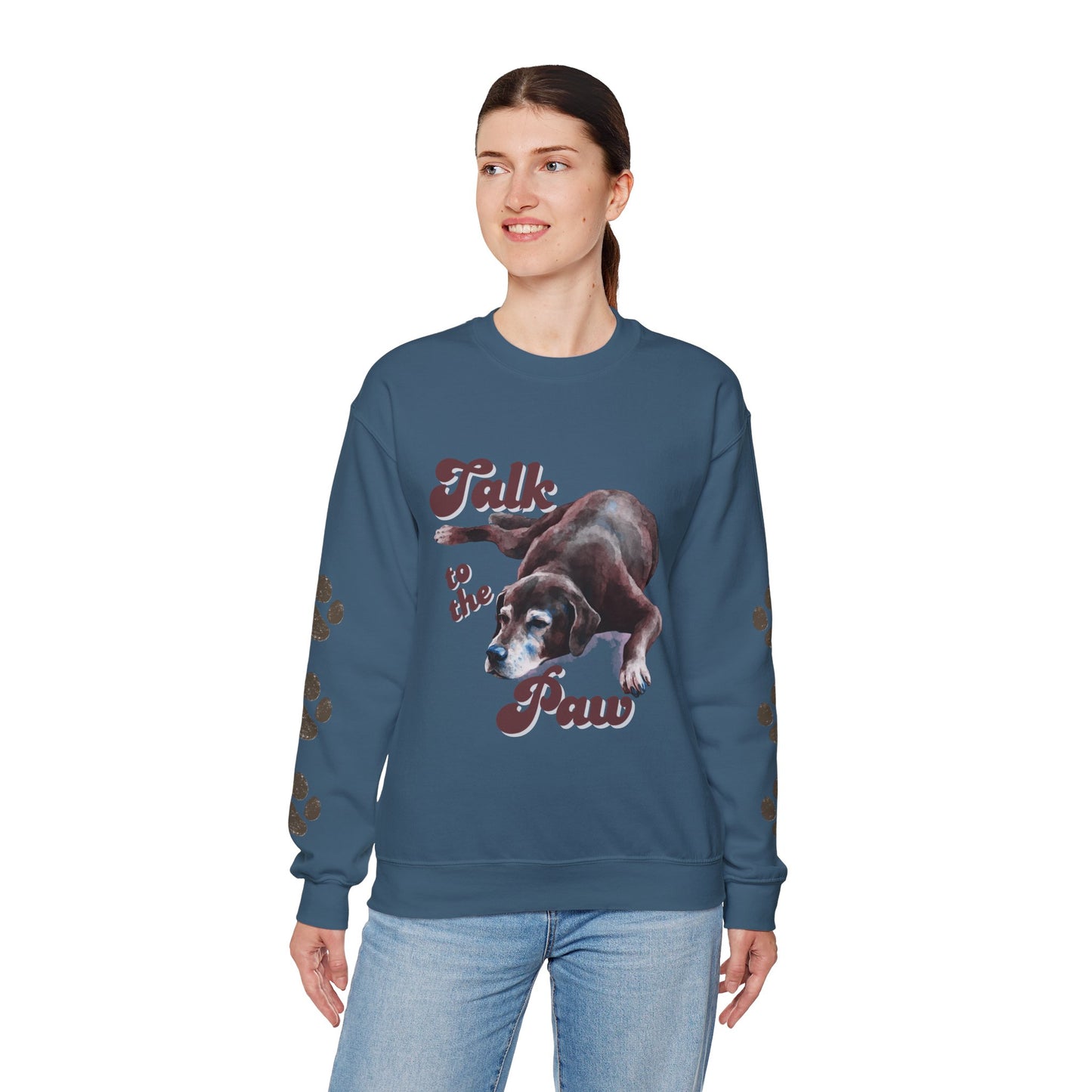 Talk to the Paw Sweatshirt | Funny Dog Lover Hoodie with Paw Print Sleeves