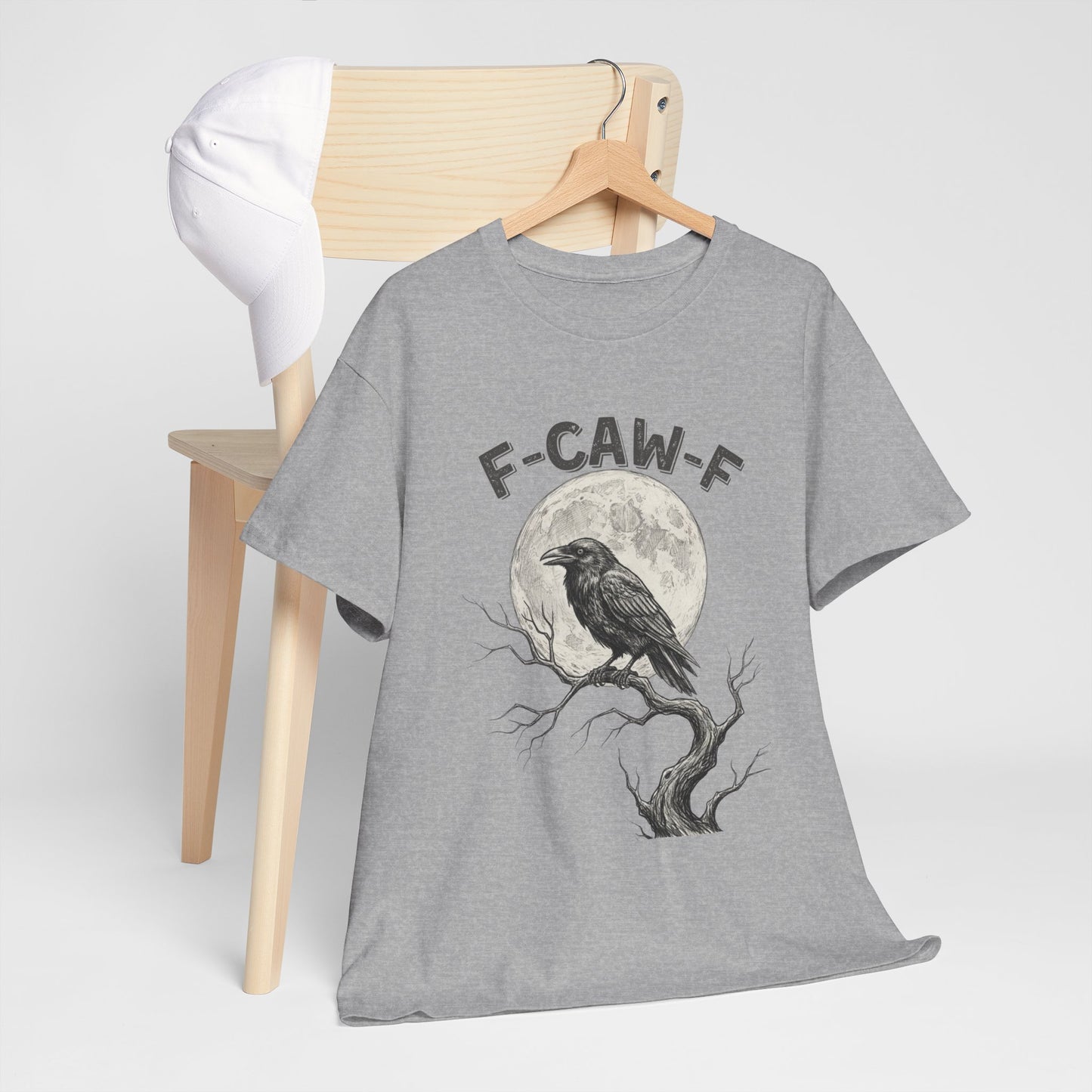 F-CAW-F Raven Moon T-Shirt | Gothic Crow Shirt | Spooky Halloween Tee | Raven Lover Gift | Full Moon Graphic Shirt | Dark Humor Top