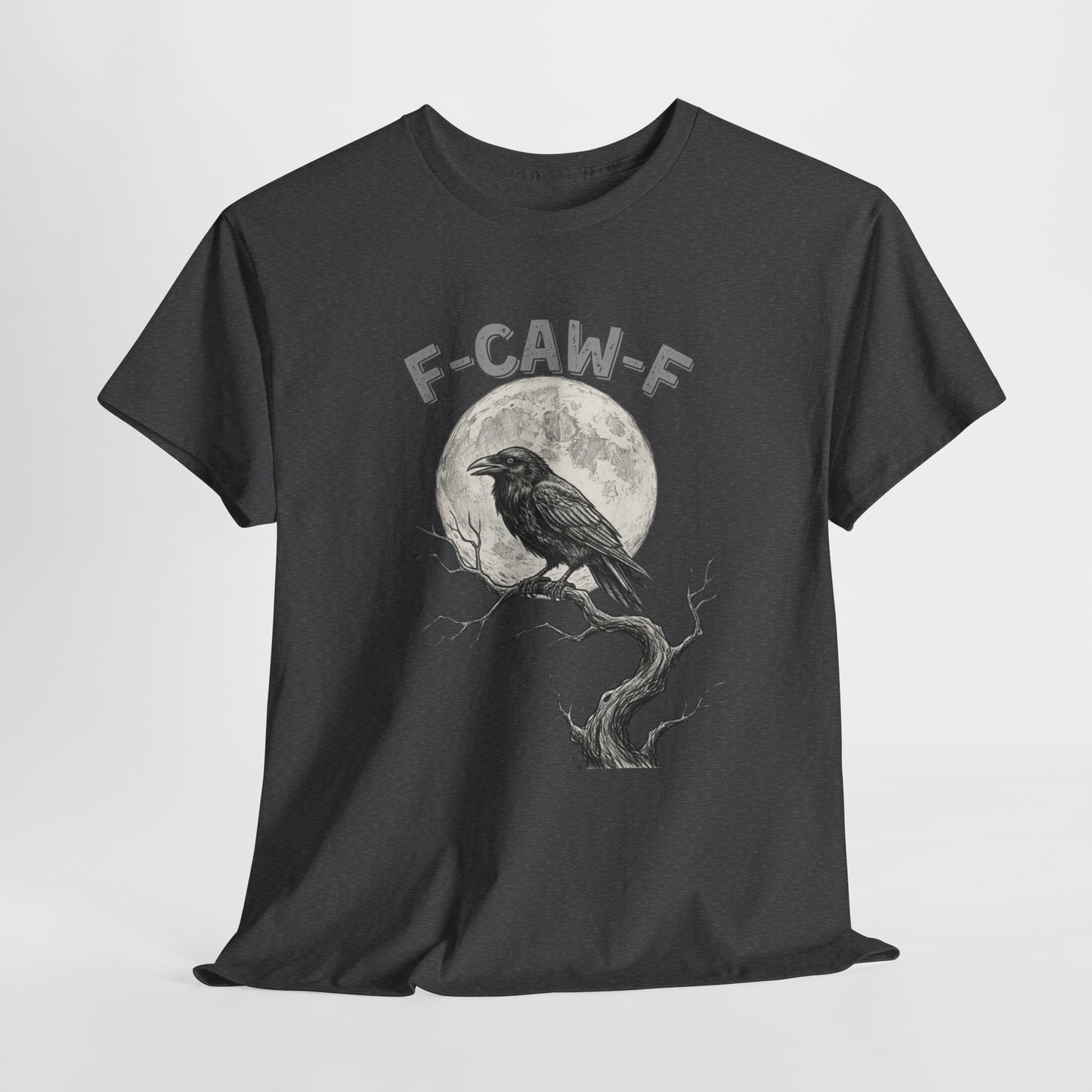 F-CAW-F Raven Moon T-Shirt | Gothic Crow Shirt | Spooky Halloween Tee | Raven Lover Gift | Full Moon Graphic Shirt | Dark Humor Top