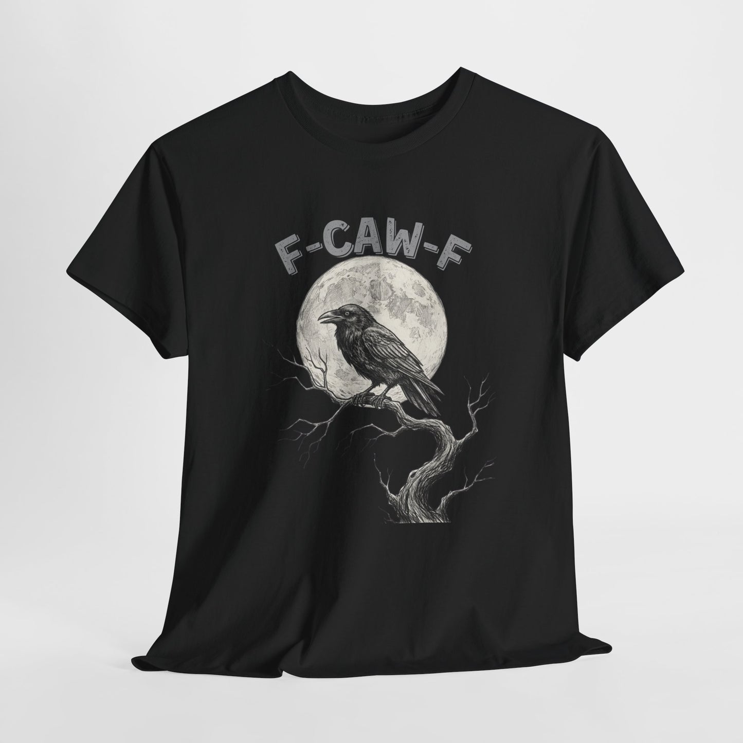 F-CAW-F Raven Moon T-Shirt | Gothic Crow Shirt | Spooky Halloween Tee | Raven Lover Gift | Full Moon Graphic Shirt | Dark Humor Top