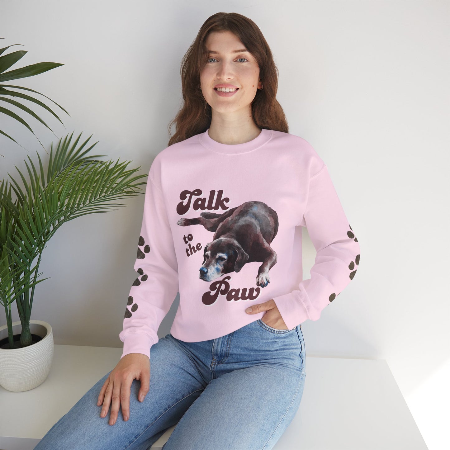 Talk to the Paw Sweatshirt | Funny Dog Lover Hoodie with Paw Print Sleeves