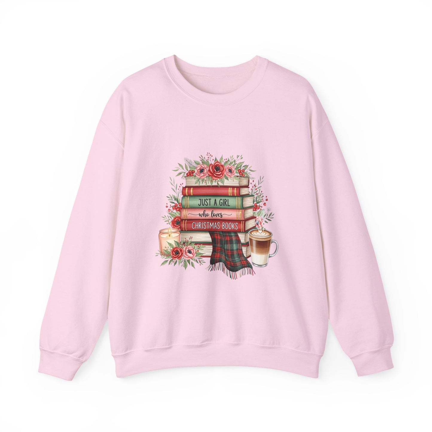 Just a Girl Who Loves Christmas Books Sweatshirt | Cozy Holiday Reading Gift | Book Lover Christmas Sweater | Gildan Unisex Crewneck