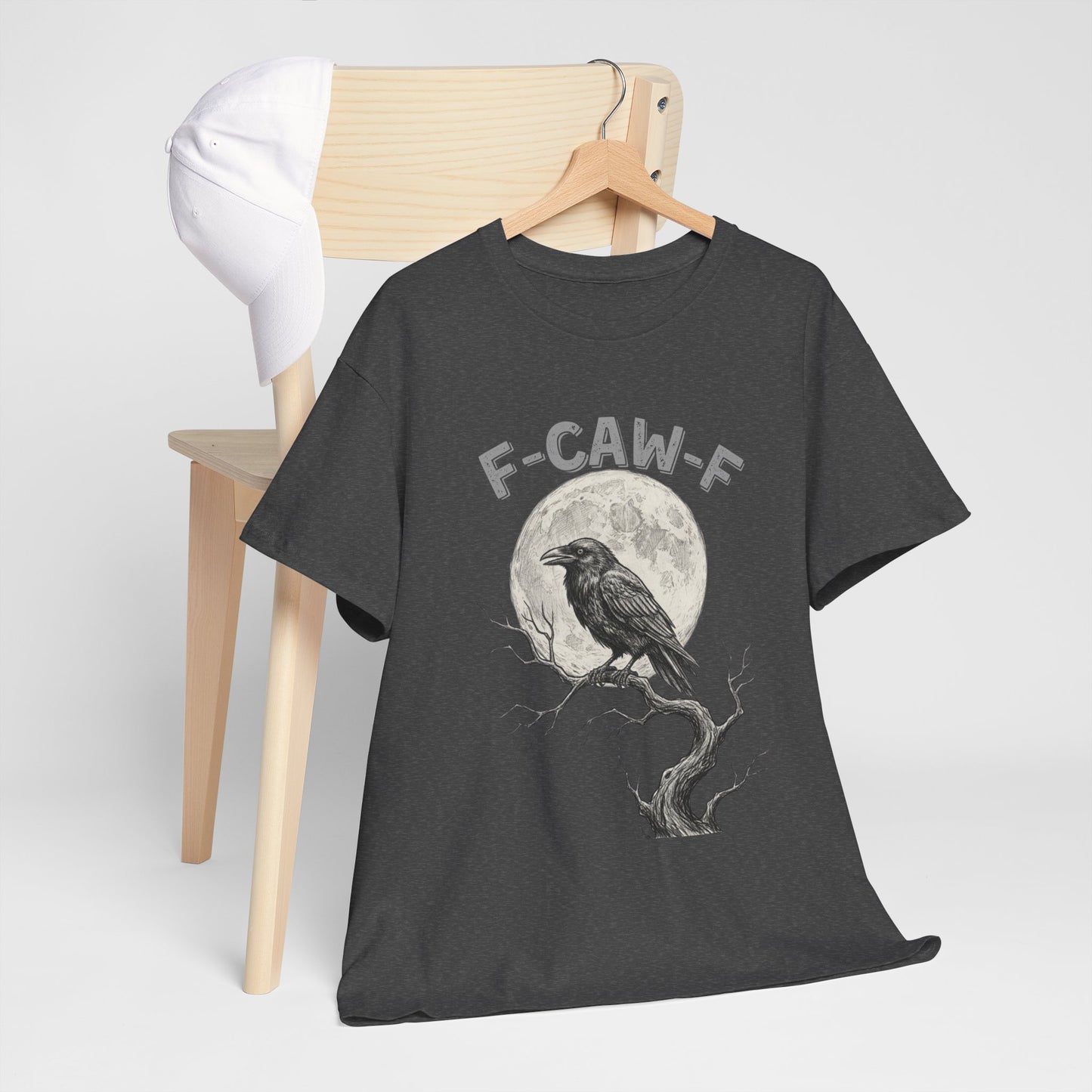 F-CAW-F Raven Moon T-Shirt | Gothic Crow Shirt | Spooky Halloween Tee | Raven Lover Gift | Full Moon Graphic Shirt | Dark Humor Top