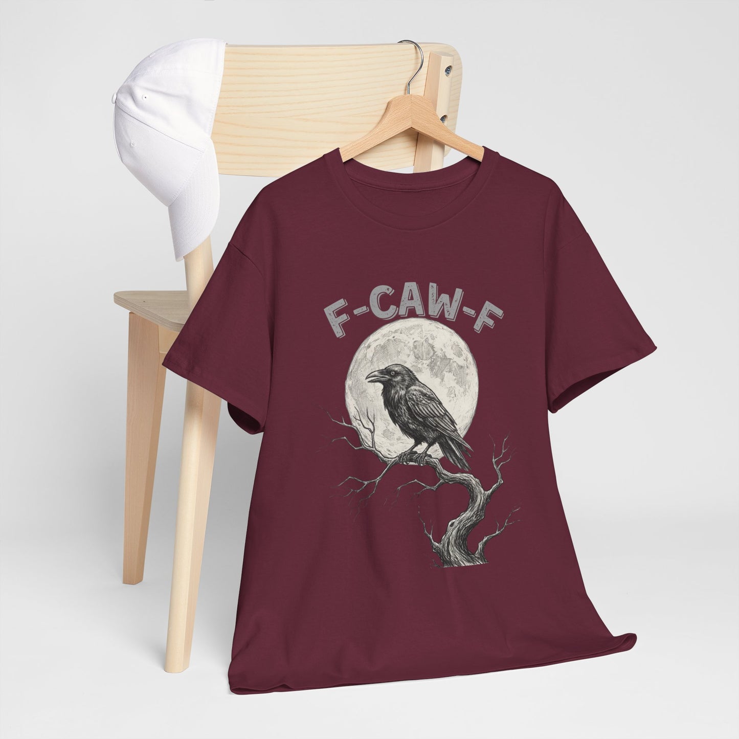 F-CAW-F Raven Moon T-Shirt | Gothic Crow Shirt | Spooky Halloween Tee | Raven Lover Gift | Full Moon Graphic Shirt | Dark Humor Top