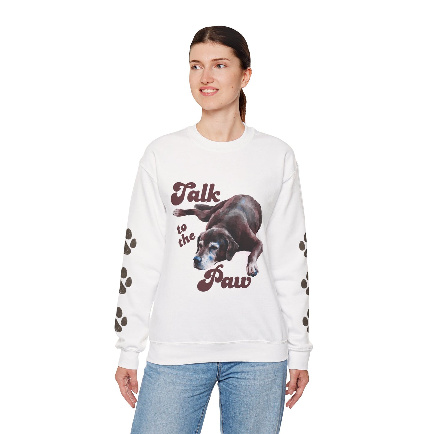 Talk to the Paw Sweatshirt | Funny Dog Lover Hoodie with Paw Print Sleeves