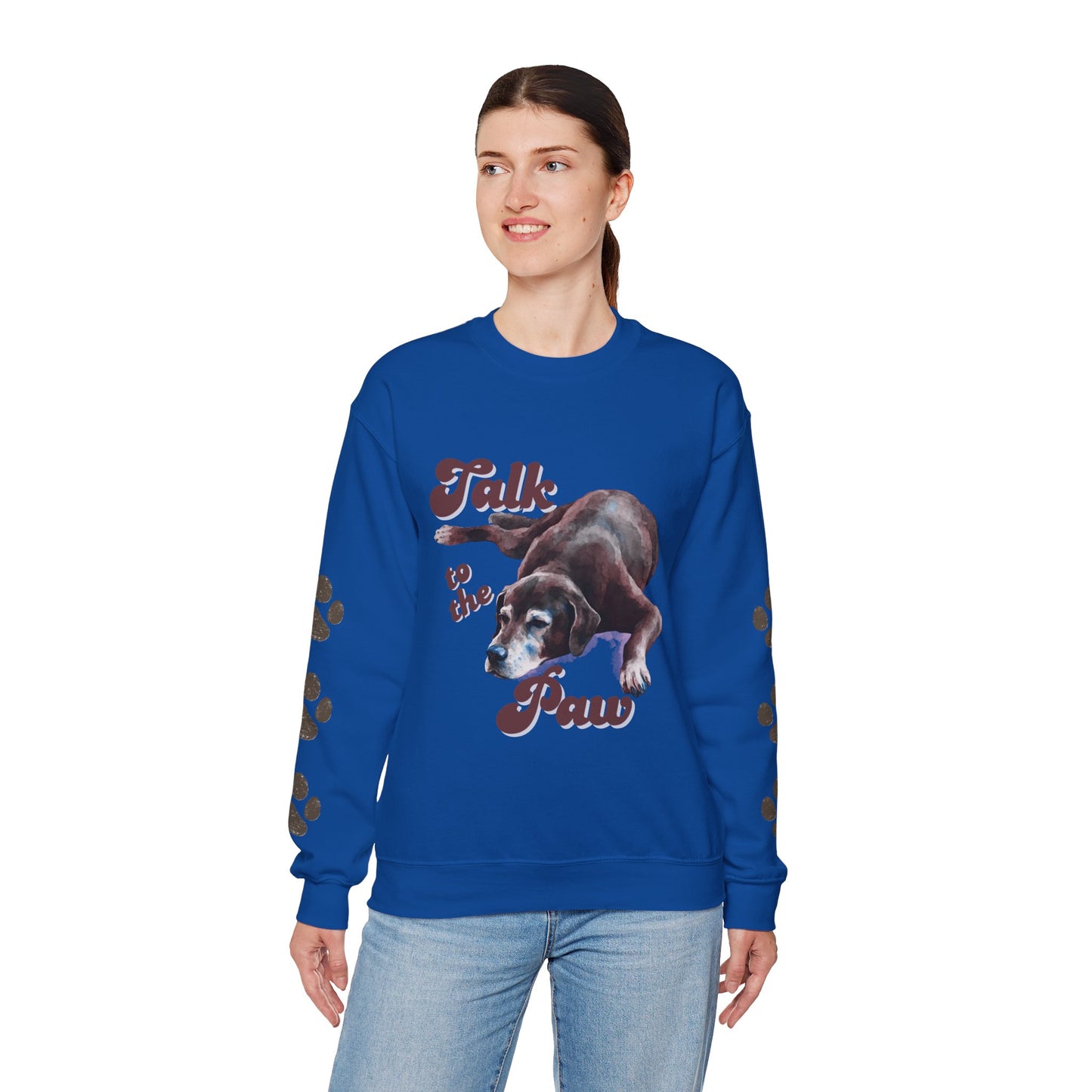 Talk to the Paw Sweatshirt | Funny Dog Lover Hoodie with Paw Print Sleeves