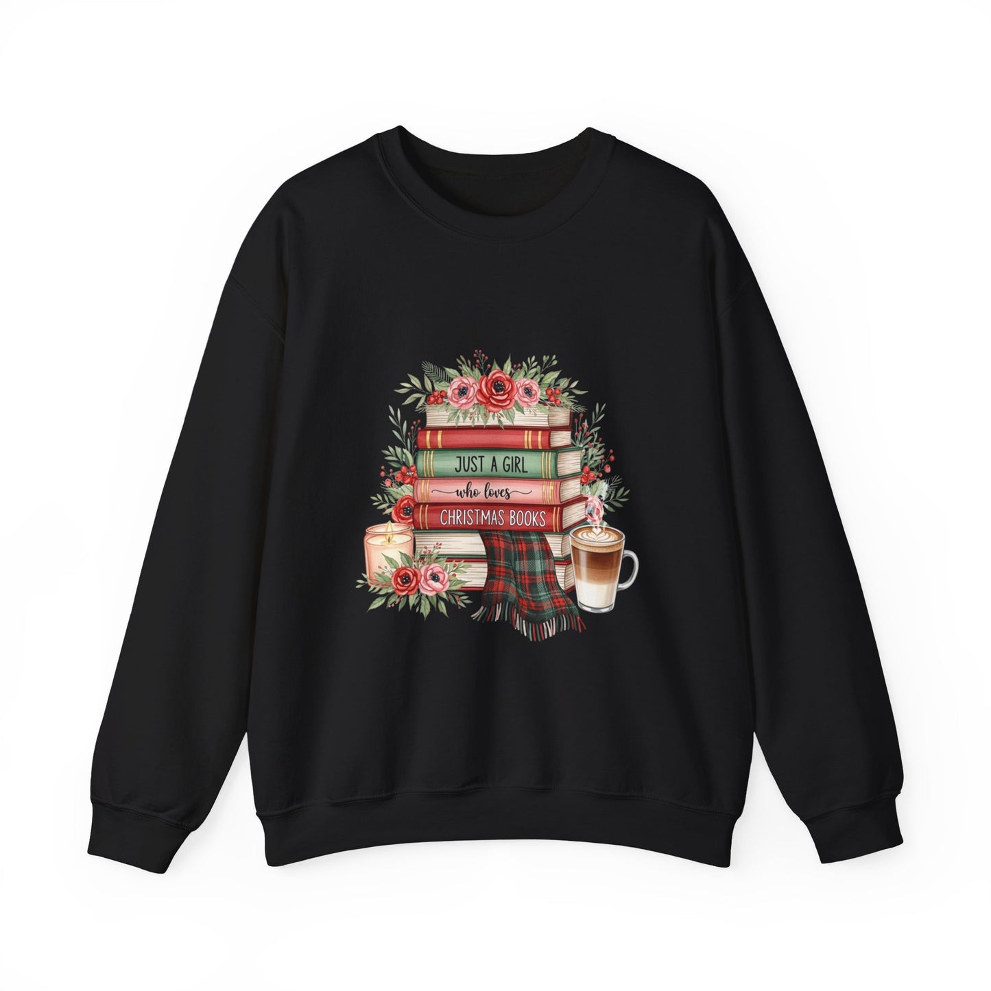 Just a Girl Who Loves Christmas Books Sweatshirt | Cozy Holiday Reading Gift | Book Lover Christmas Sweater | Gildan Unisex Crewneck
