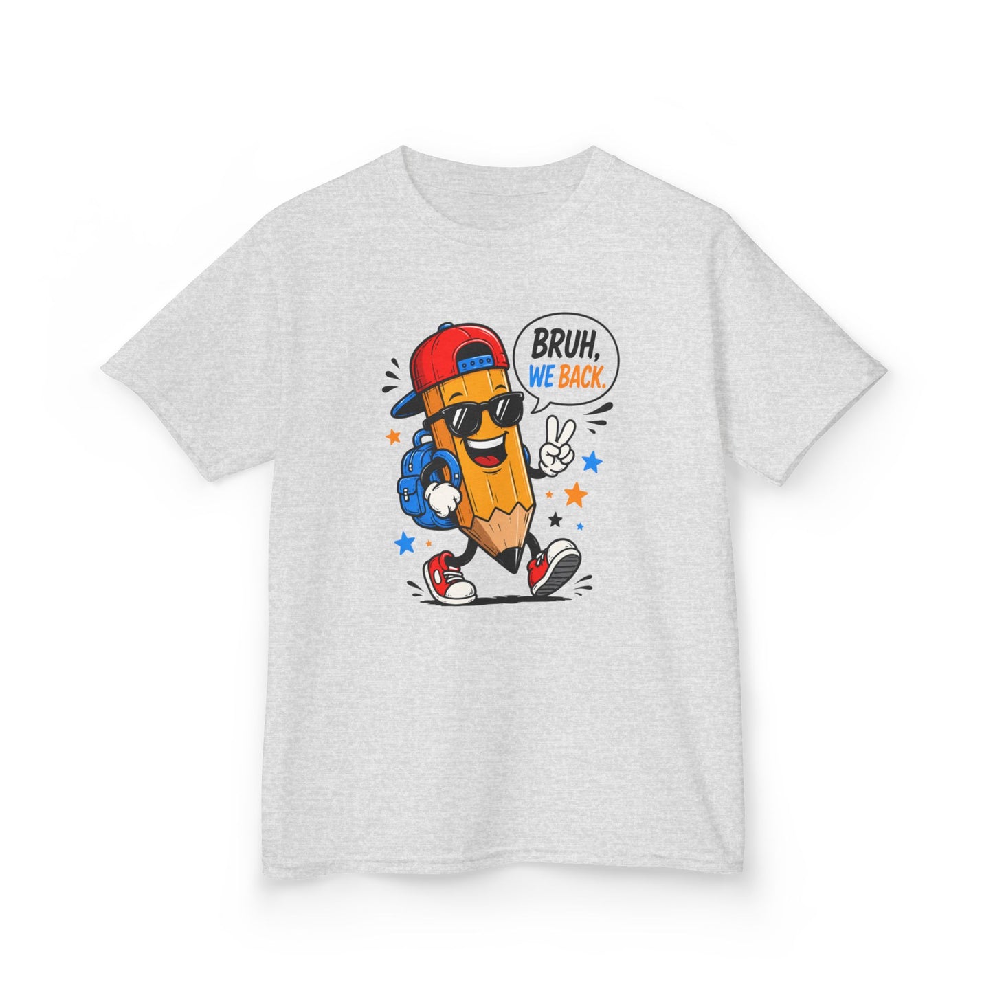 Bruh, We Back! Funny Back to School Pencil Youth T-Shirt | Cute First Day of School Kids Tee