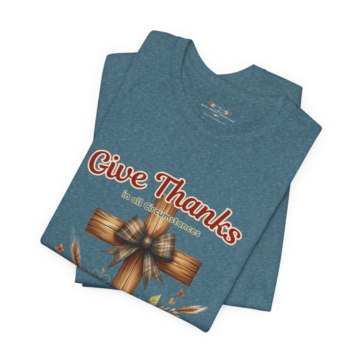 Bella + Canvas Christian Thanksgiving T-Shirt – Give Thanks Scripture Cross & Sunflowers
