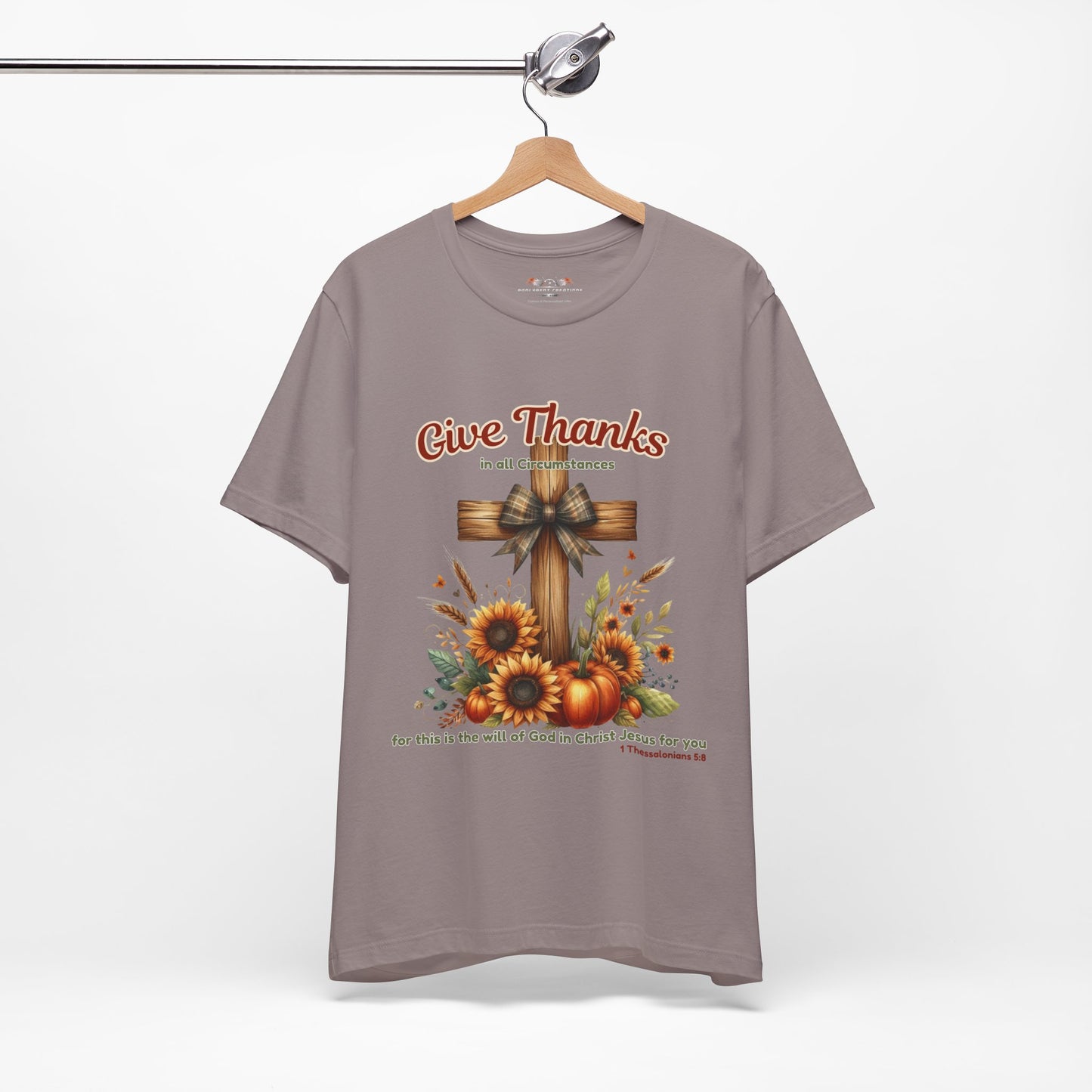 Bella + Canvas Christian Thanksgiving T-Shirt – Give Thanks Scripture Cross & Sunflowers