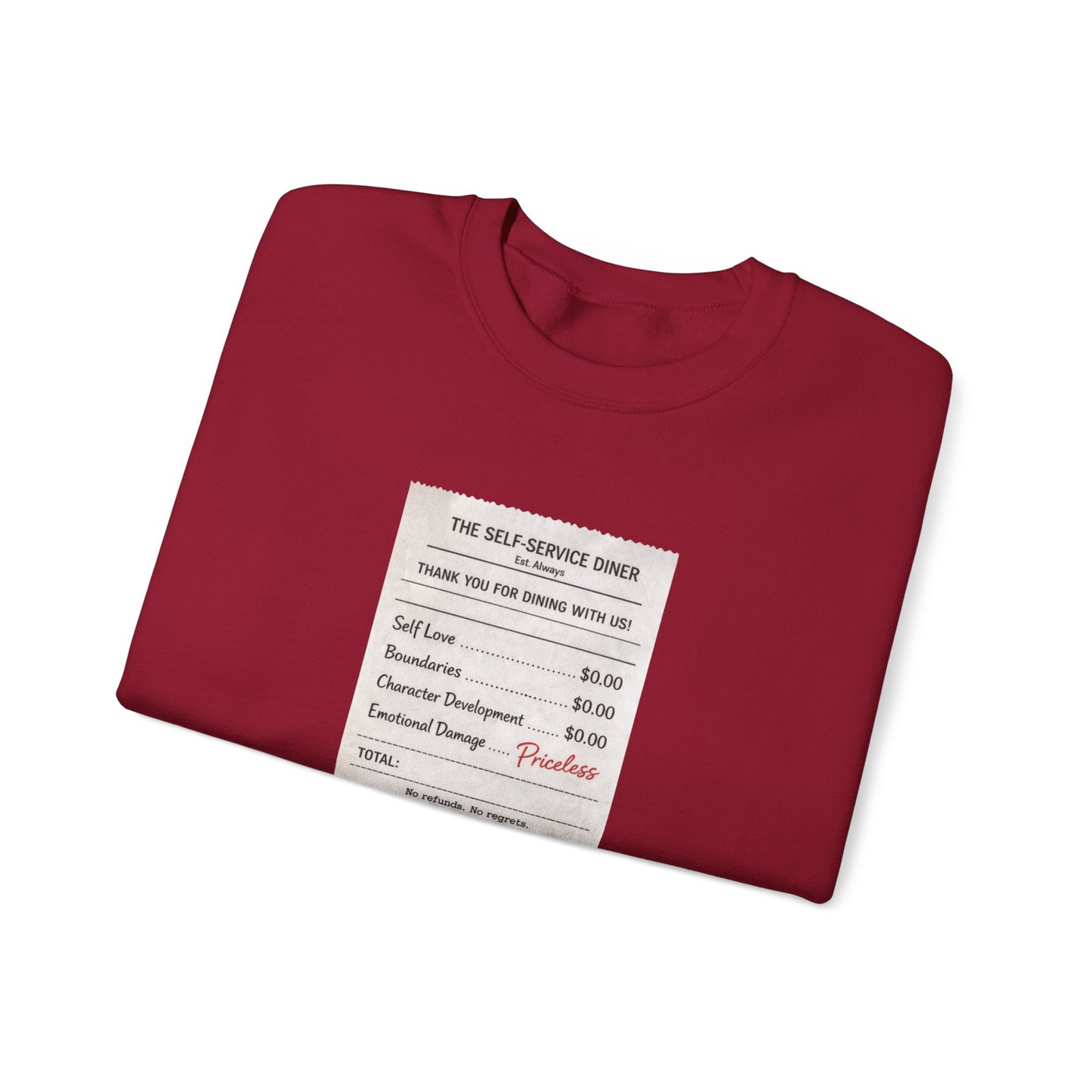 Funny Anti Valentine Sweatshirt | Self Love Receipt Graphic | Emotional Damage Priceless | Sassy Single Valentine Gift | Unisex Crewneck