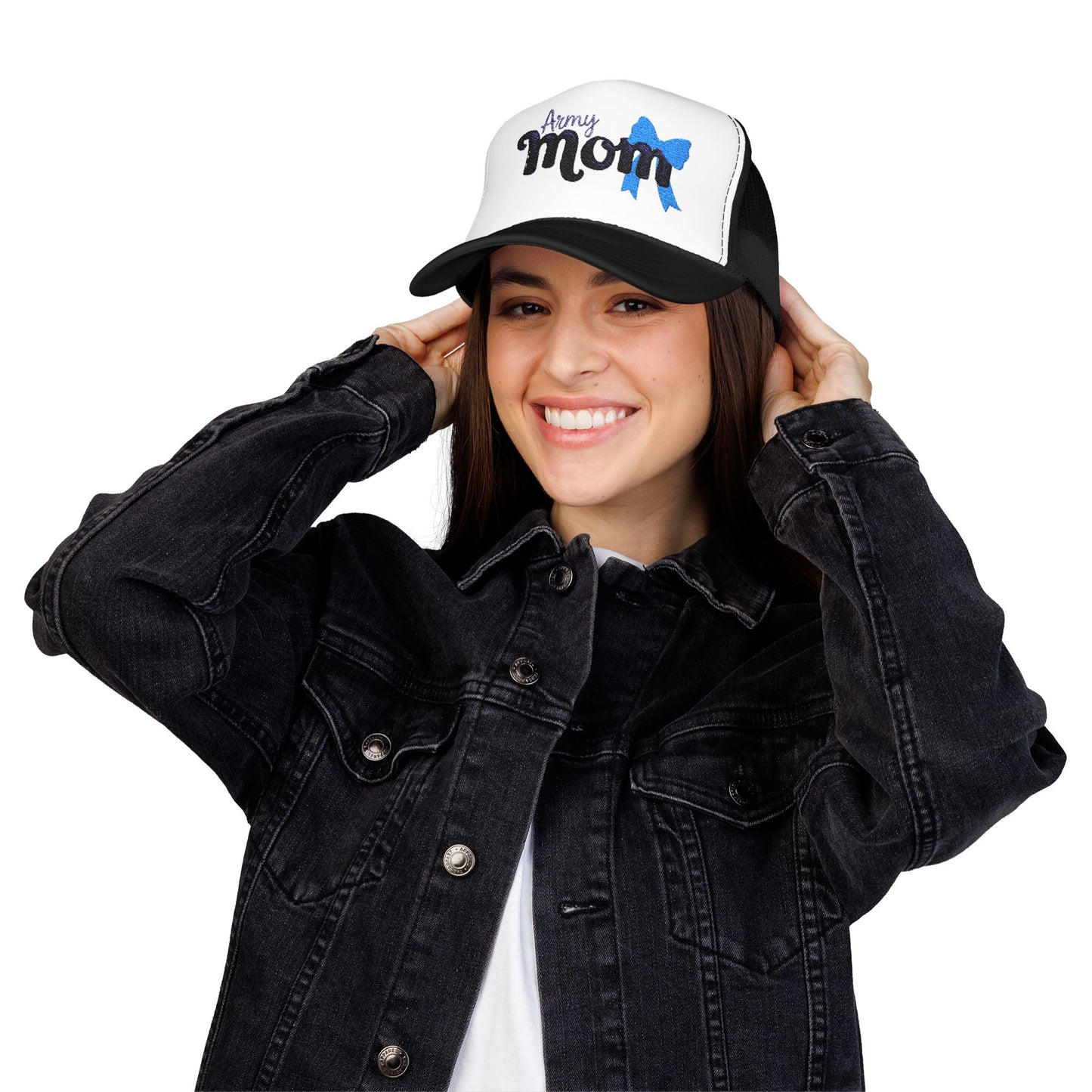 Army Mom Foam Trucker Hat (Embroidered) - Stylish Headwear for Special Occasions, Gift for Mother's Day, Veterans Day, Patriotic [...]