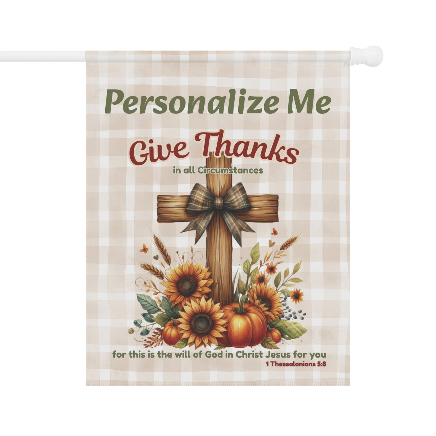Personalized Give Thanks Garden Flag | Custom Christian Fall Yard Flag | Rustic Bible Verse Pumpkin Sunflower Porch Decor | Faith Gift