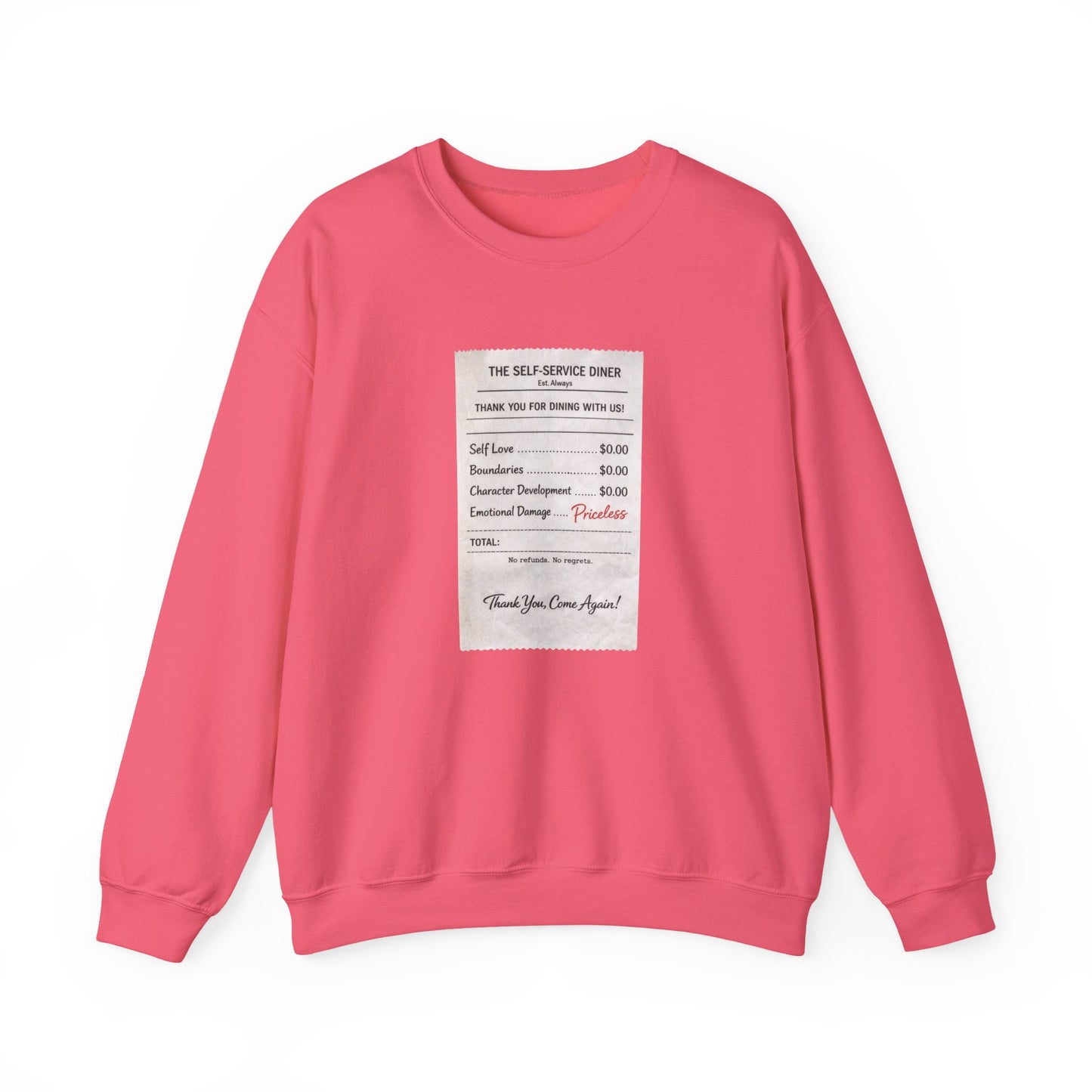 Funny Anti Valentine Sweatshirt | Self Love Receipt Graphic | Emotional Damage Priceless | Sassy Single Valentine Gift | Unisex Crewneck