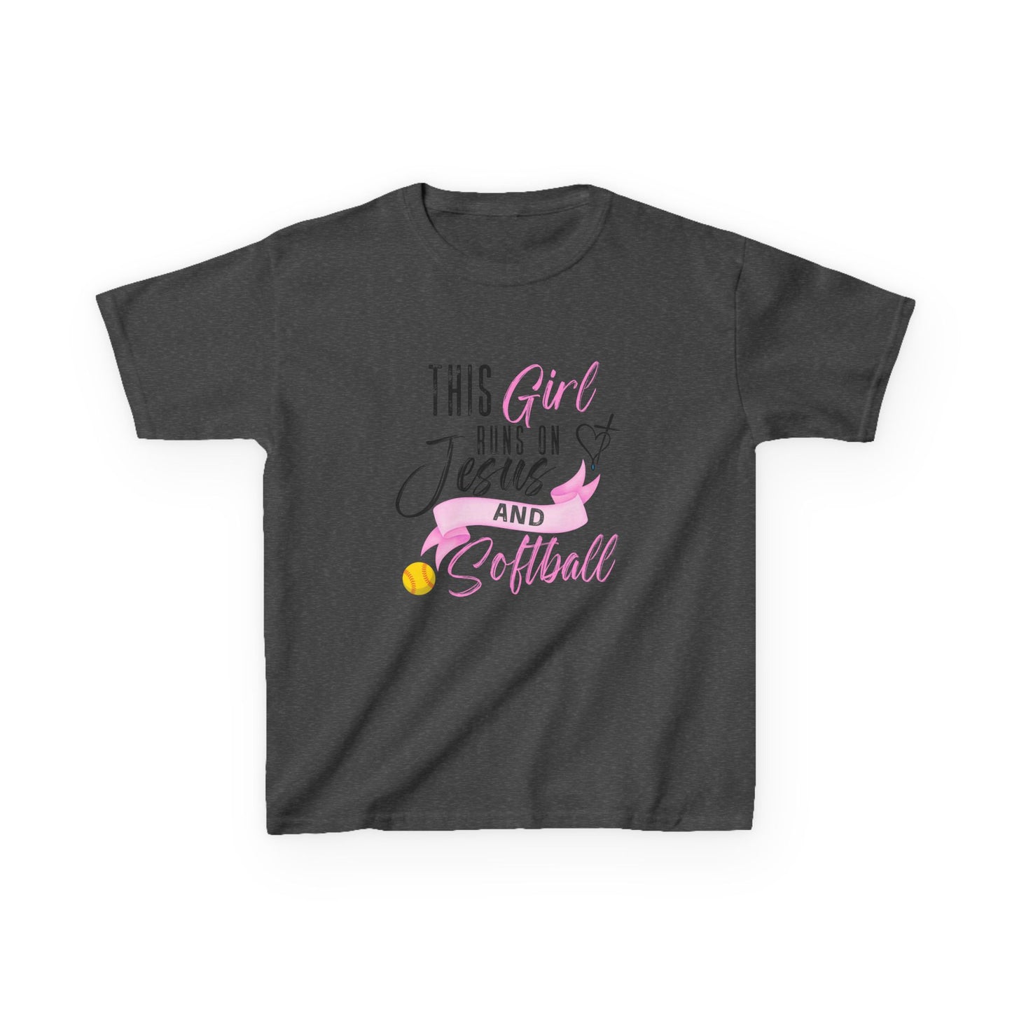 This Girl Runs on Jesus and Softball - Personalized Christian Softball Tee for Girls