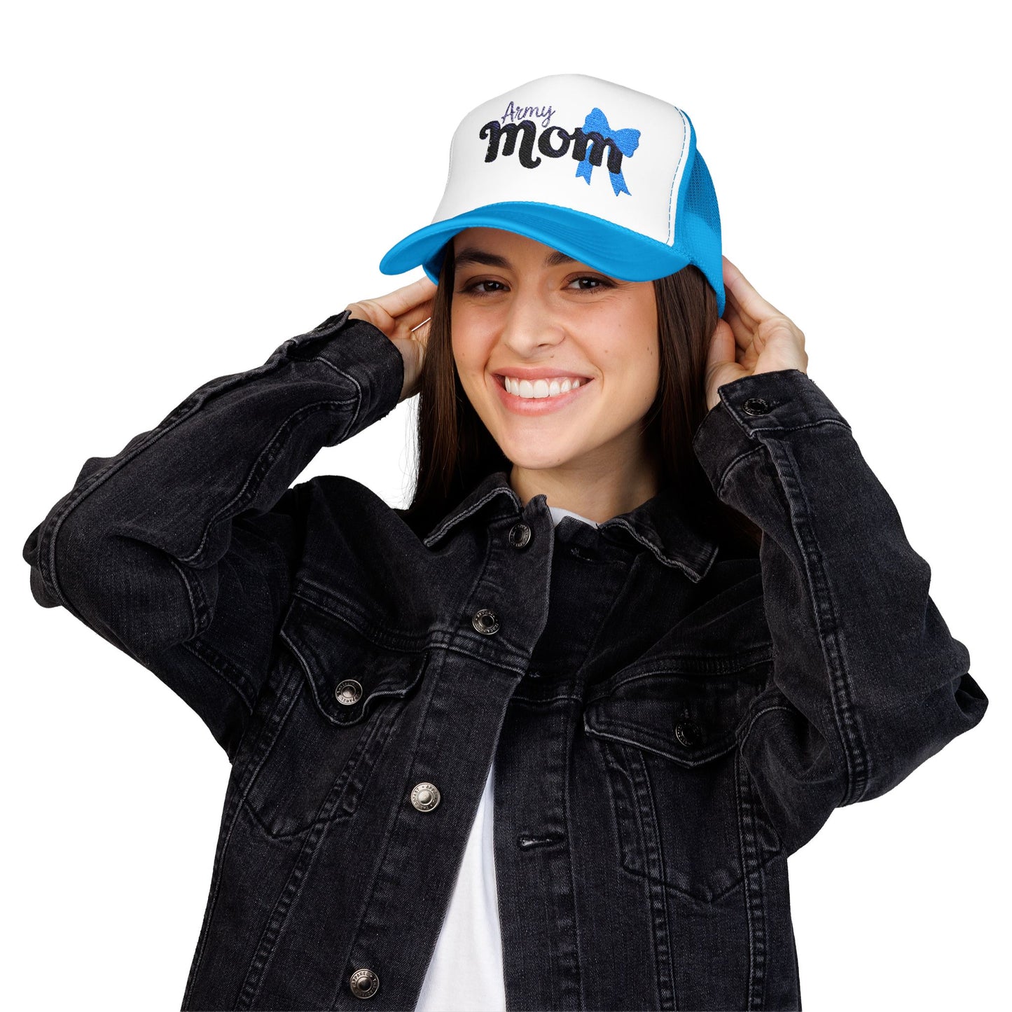 Army Mom Foam Trucker Hat (Embroidered) - Stylish Headwear for Special Occasions, Gift for Mother's Day, Veterans Day, Patriotic [...]
